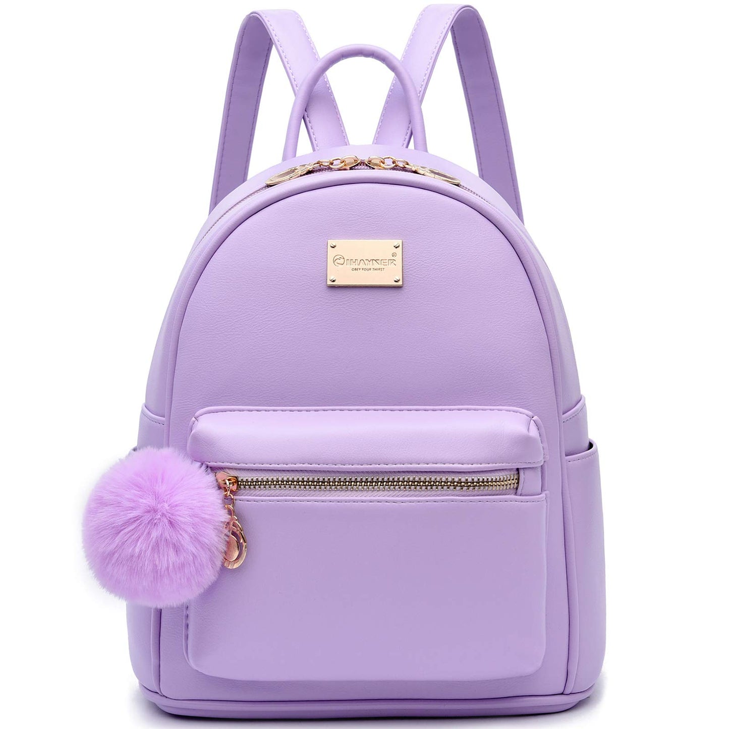 I IHAYNER Sac à dos tendance pour filles, mini sac à dos en cuir pour femmes, cartable d'école avec pompon, sacs à dos de voyage 