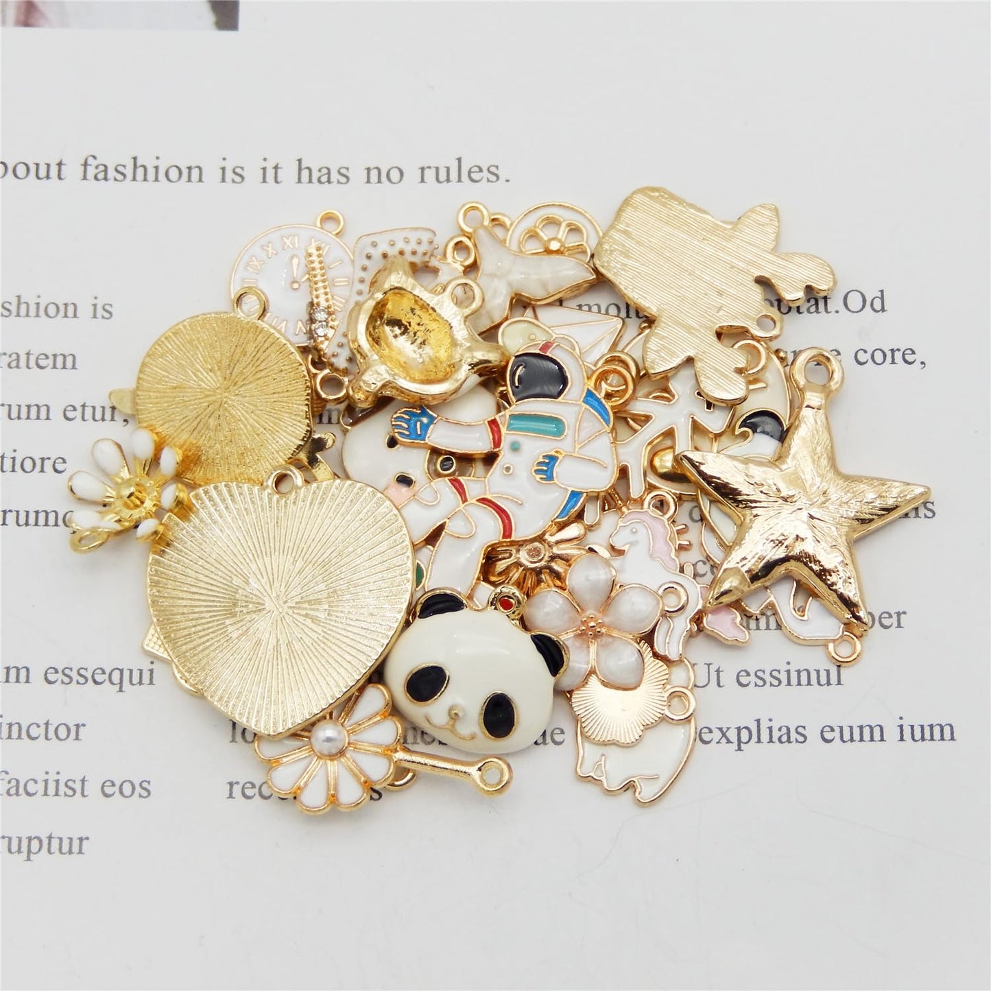 40Pcs Charms for Jewelry Making Assorted 40 Styles Gold-Plated Enamel Charms Earring Charms for DIY Necklace Bracelet Jewelry Making and Crafting