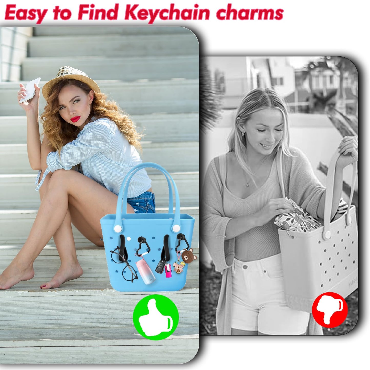 4Pcs Accessories for Bogg Bag Hooks and Clips Heart Insert Key Holder Carabiner Cute Bogg Bag Charms for Simply Southern Tote