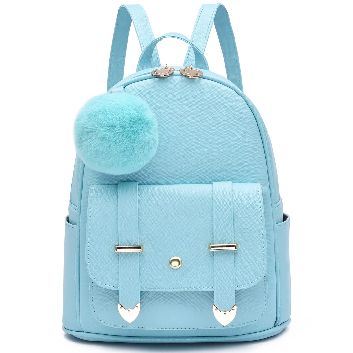 I IHAYNER Sac à dos tendance pour filles Mini sac à dos pour femmes Sacs à main pour adolescentes Sac à dos à pompon en cuir PU Sac à bandoulière