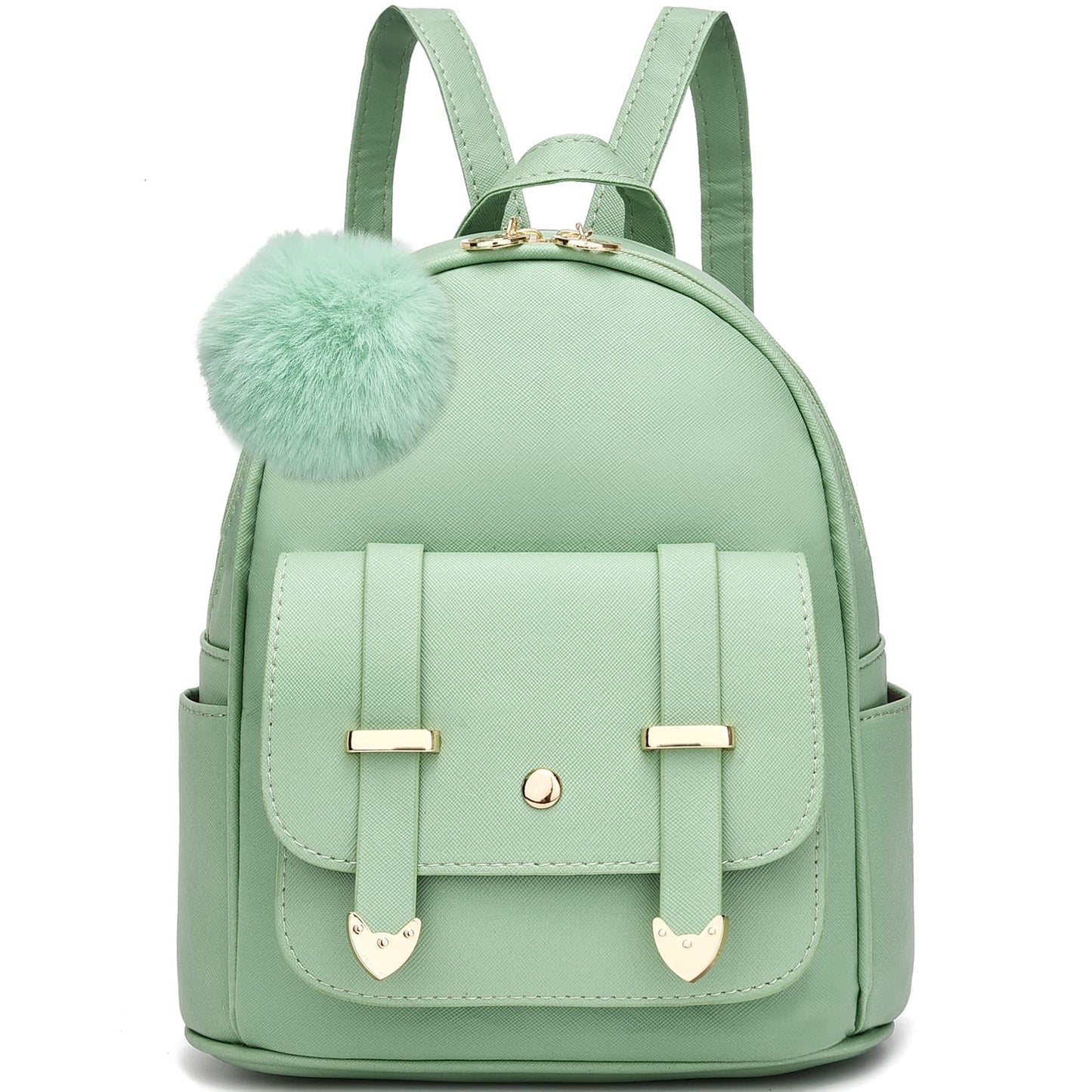 I IHAYNER Sac à dos tendance pour filles Mini sac à dos pour femmes Sacs à main pour adolescentes Sac à dos à pompon en cuir PU Sac à bandoulière