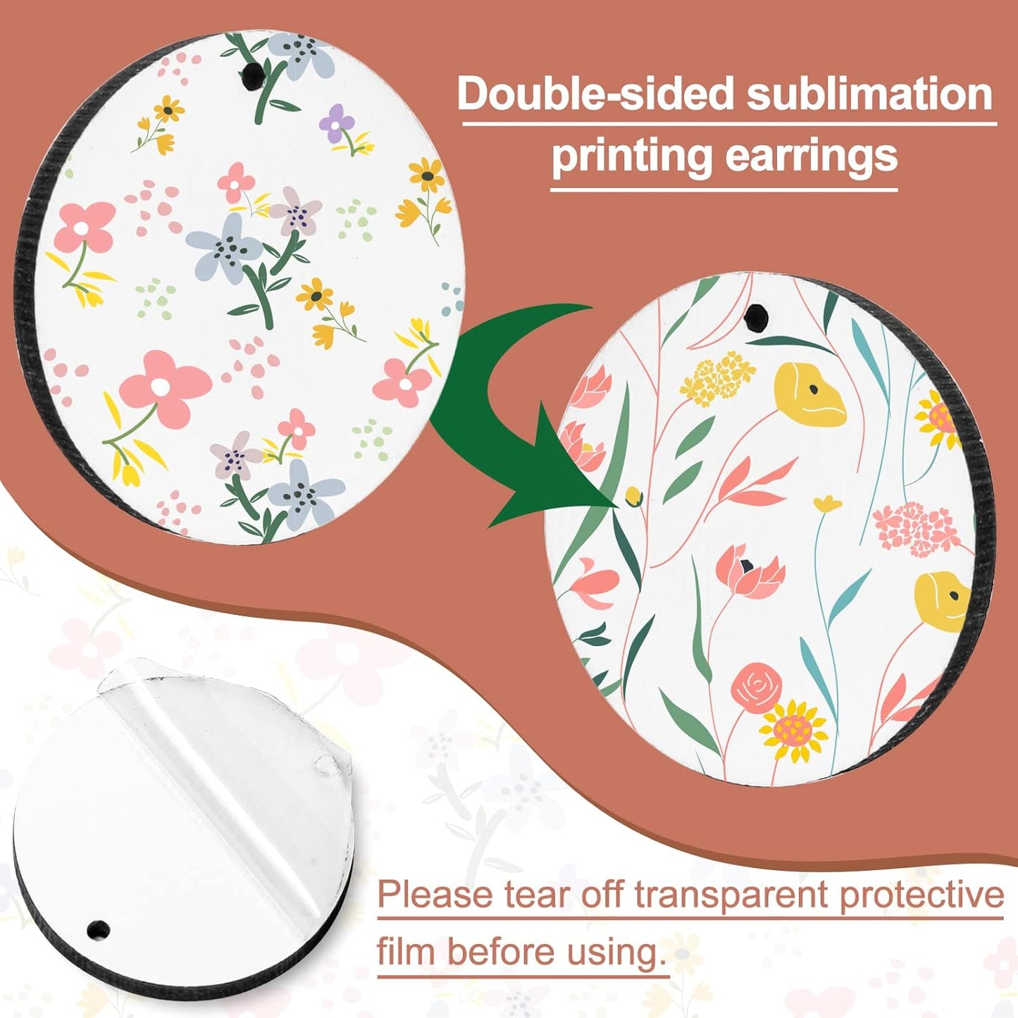 Whaline Round Sublimation Blank Earrings with Earring Hooks and Jump Rings Unfinished Heat Transfer Earrings for Christmas Valentine Women Girls DIY Earring Project Sublimation Accessories, 50Pcs