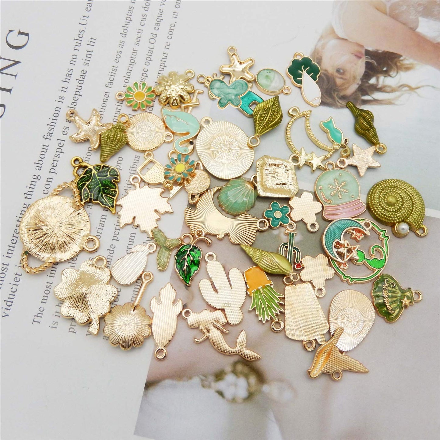 40Pcs Charms for Jewelry Making Assorted 40 Styles Gold-Plated Enamel Charms Earring Charms for DIY Necklace Bracelet Jewelry Making and Crafting