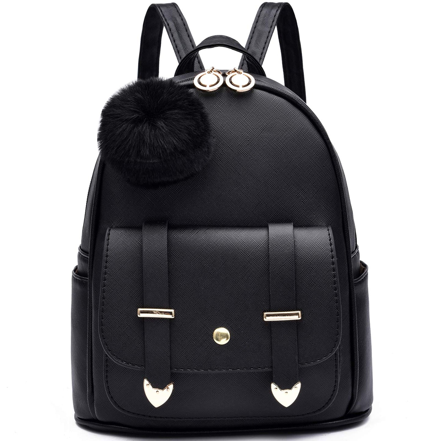 I IHAYNER Sac à dos tendance pour filles Mini sac à dos pour femmes Sacs à main pour adolescentes Sac à dos à pompon en cuir PU Sac à bandoulière