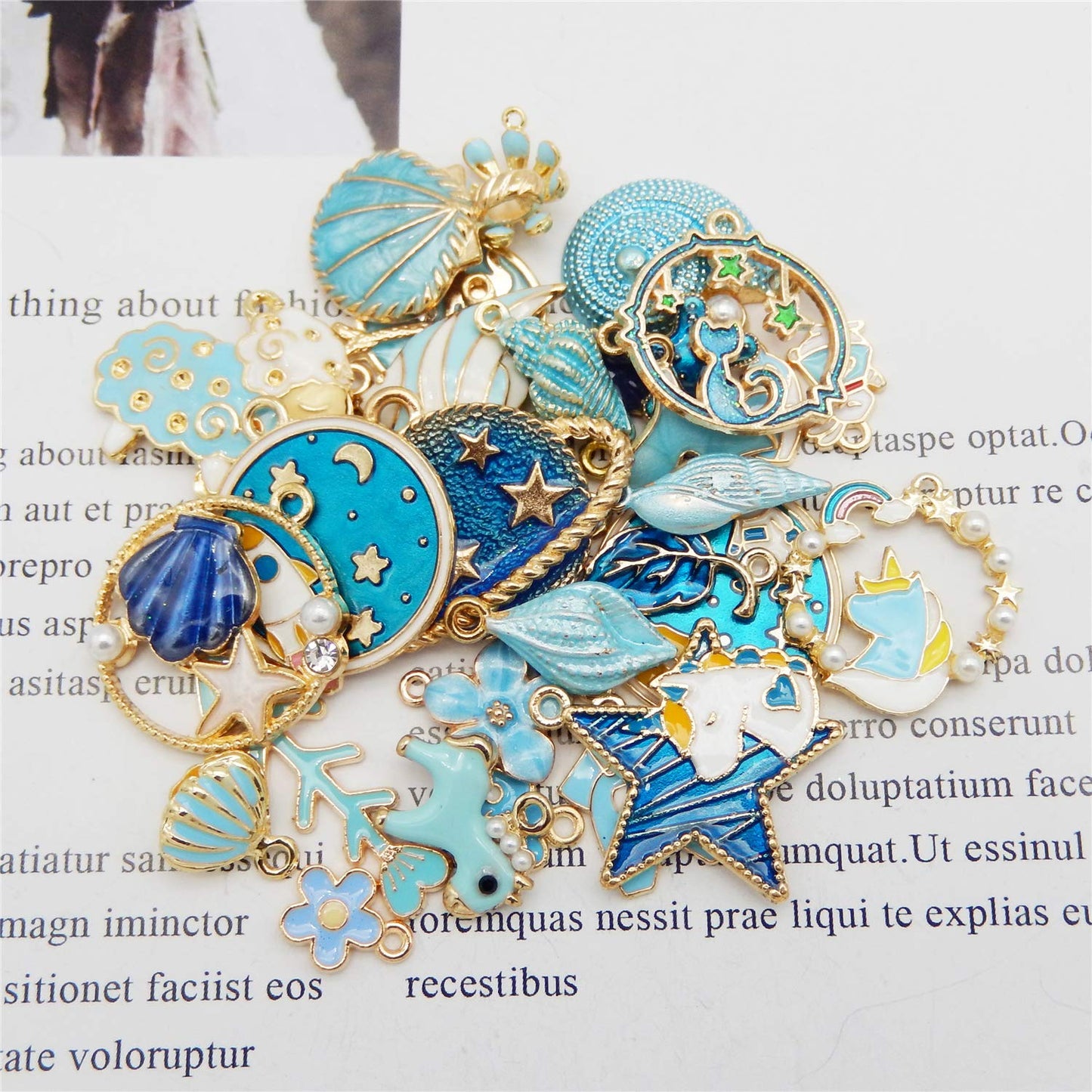 40Pcs Charms for Jewelry Making Assorted 40 Styles Gold-Plated Enamel Charms Earring Charms for DIY Necklace Bracelet Jewelry Making and Crafting