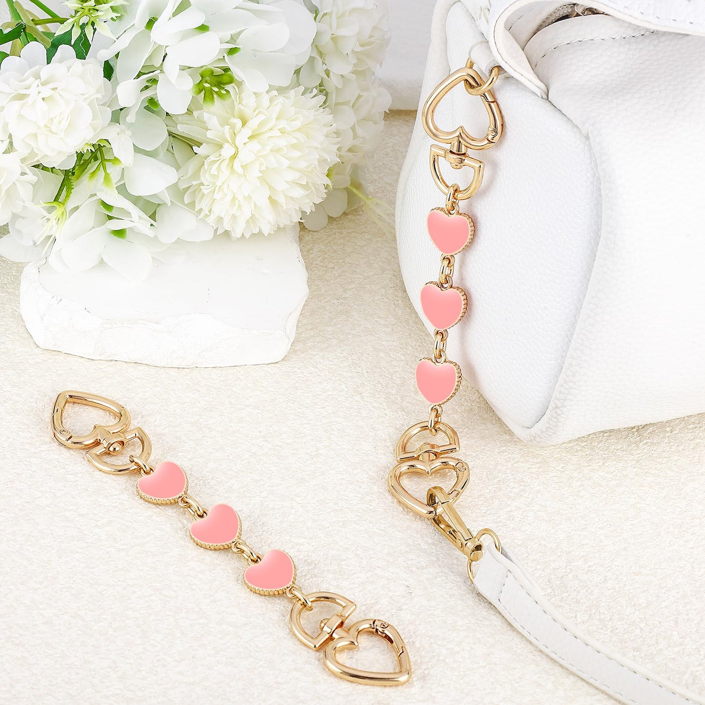 2Pcs Bag Extender Chain Heart Moon Purse Strap Extenders for Handbags Purse Extender Chain Gold Chain Purse Strap Replacement White Purse Accessories Bag Charms for Handbags Purse Making Supplies