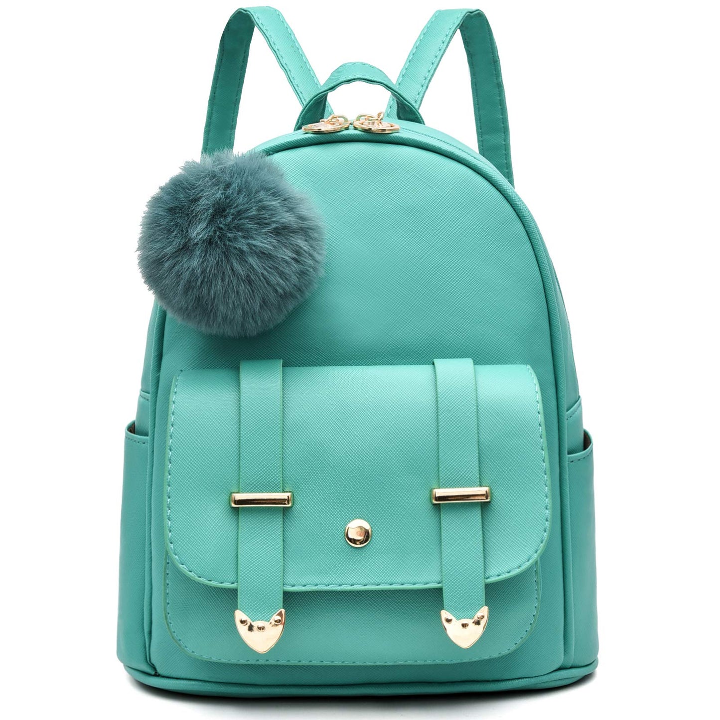 I IHAYNER Sac à dos tendance pour filles Mini sac à dos pour femmes Sacs à main pour adolescentes Sac à dos à pompon en cuir PU Sac à bandoulière