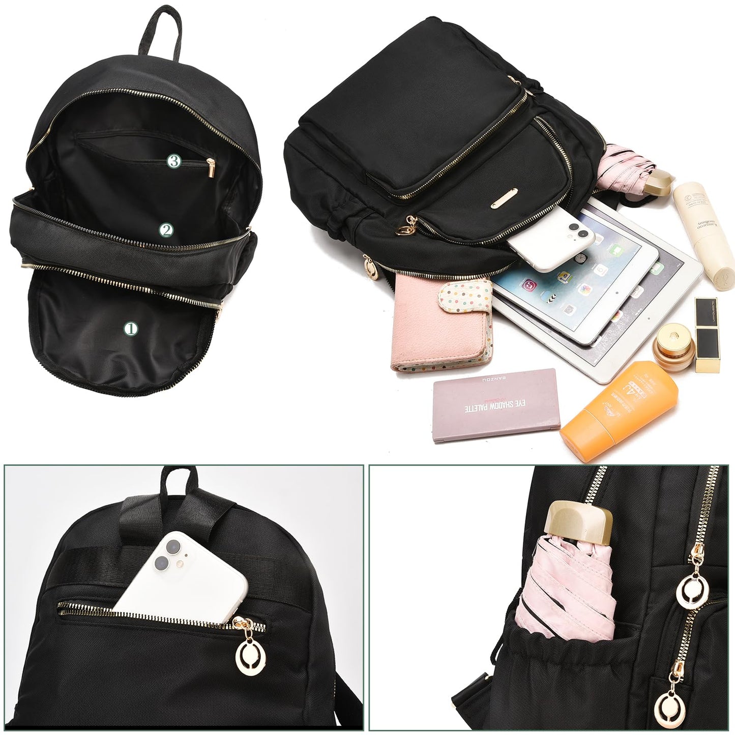 I IHAYNER Mini Backpack Purse Small Backpack for Women Lightweight Nylon Travel Bags Small Casual Daypacks for College Work Black