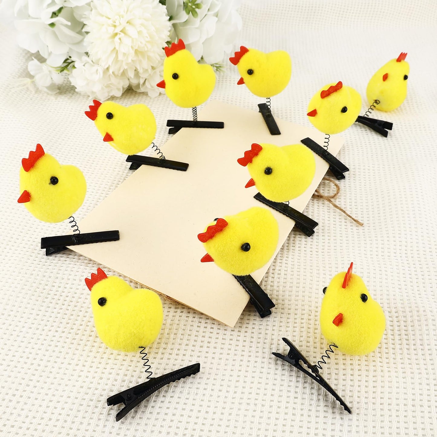 10pcs Yellow Duck Bow Hair Clips for Women Girls Toddler Pet Fun Mini Hairpins Set for Thin Thick Long Short Hair Barrettes Natural Metal Kawaii Kids Hair Accessories for School Home Party