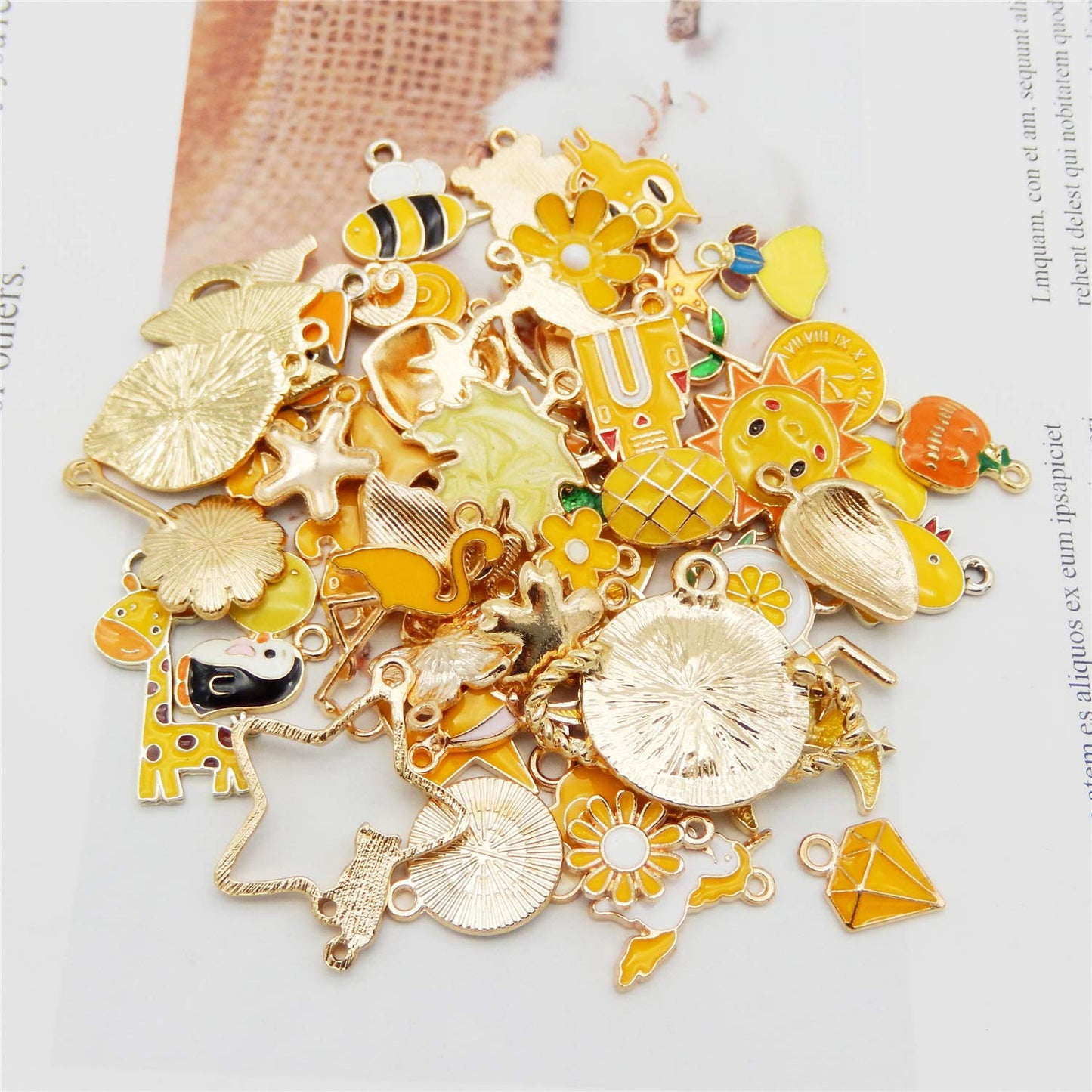 40Pcs Charms for Jewelry Making Assorted 40 Styles Gold-Plated Enamel Charms Earring Charms for DIY Necklace Bracelet Jewelry Making and Crafting