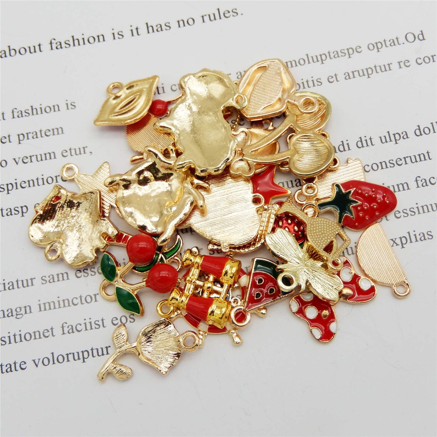 40Pcs Charms for Jewelry Making Assorted 40 Styles Gold-Plated Enamel Charms Earring Charms for DIY Necklace Bracelet Jewelry Making and Crafting