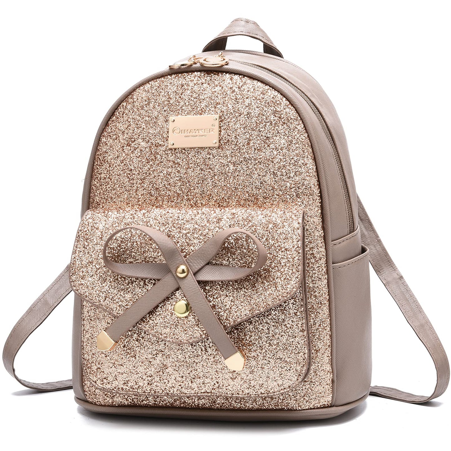 I IHAYNER Women Cute Glitter Sequin Mini Backpack for Women Small Bowknot Leather Purse Fashion Backpack Purse for Women