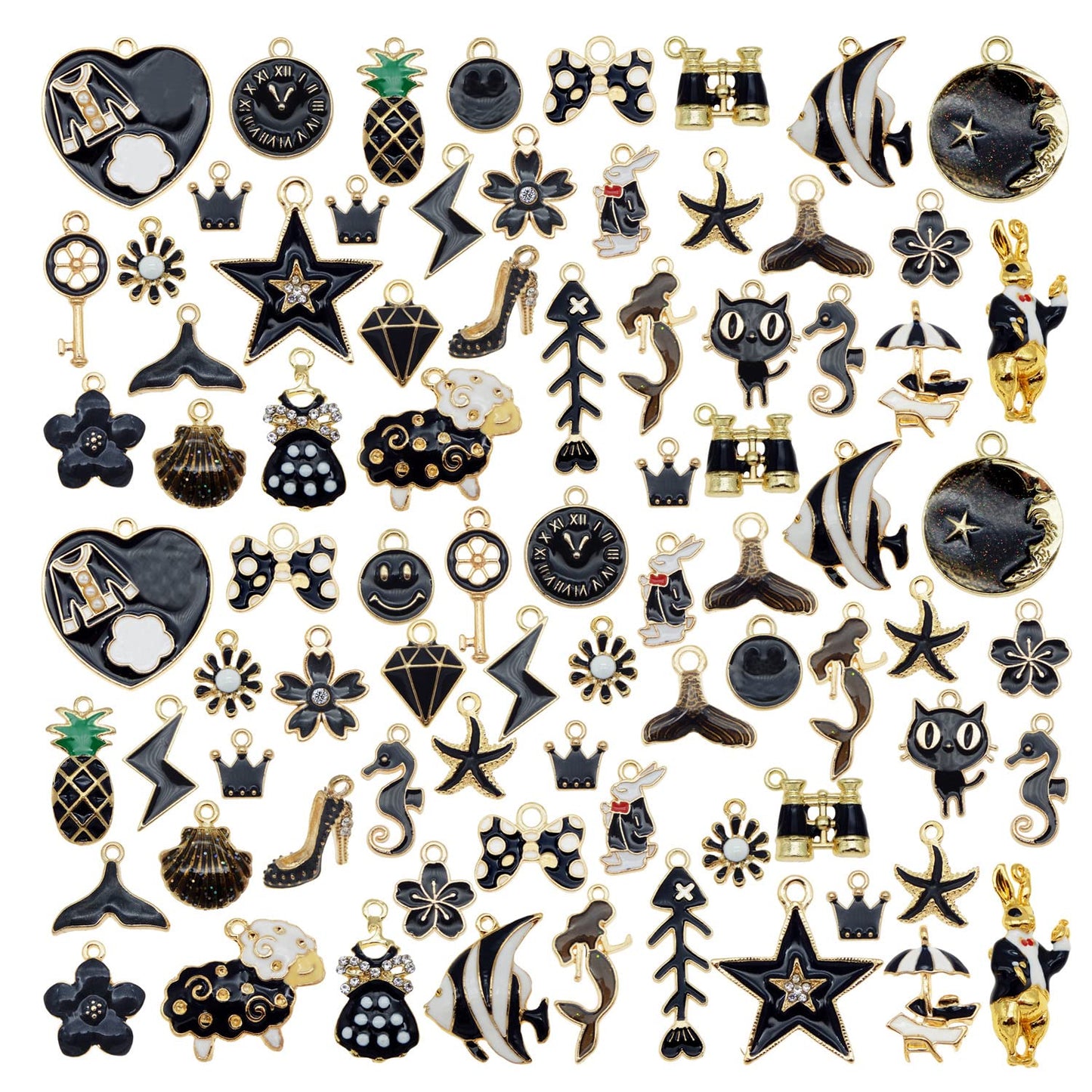 40Pcs Charms for Jewelry Making Assorted 40 Styles Gold-Plated Enamel Charms Earring Charms for DIY Necklace Bracelet Jewelry Making and Crafting