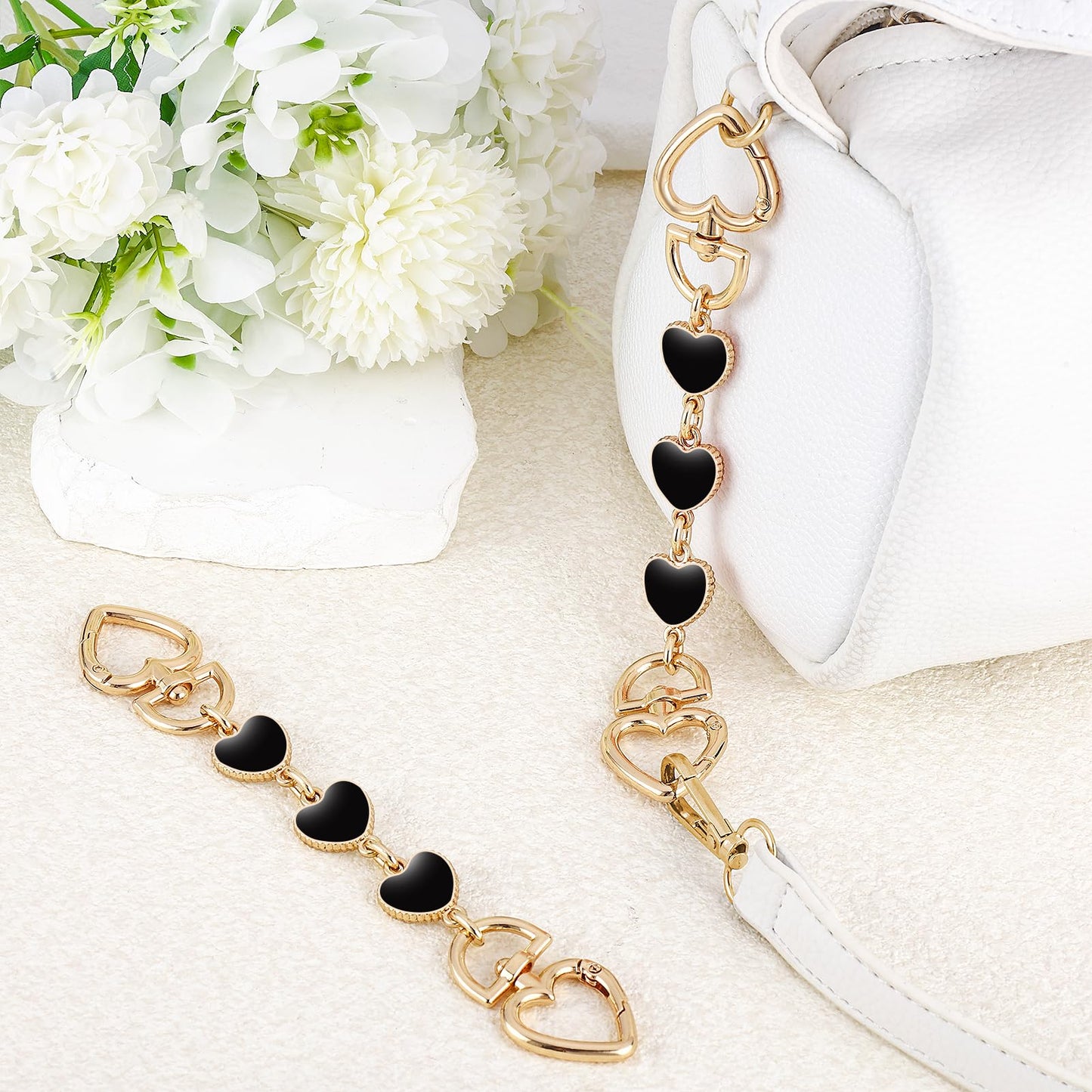 2Pcs Bag Extender Chain Heart Moon Purse Strap Extenders for Handbags Purse Extender Chain Gold Chain Purse Strap Replacement White Purse Accessories Bag Charms for Handbags Purse Making Supplies