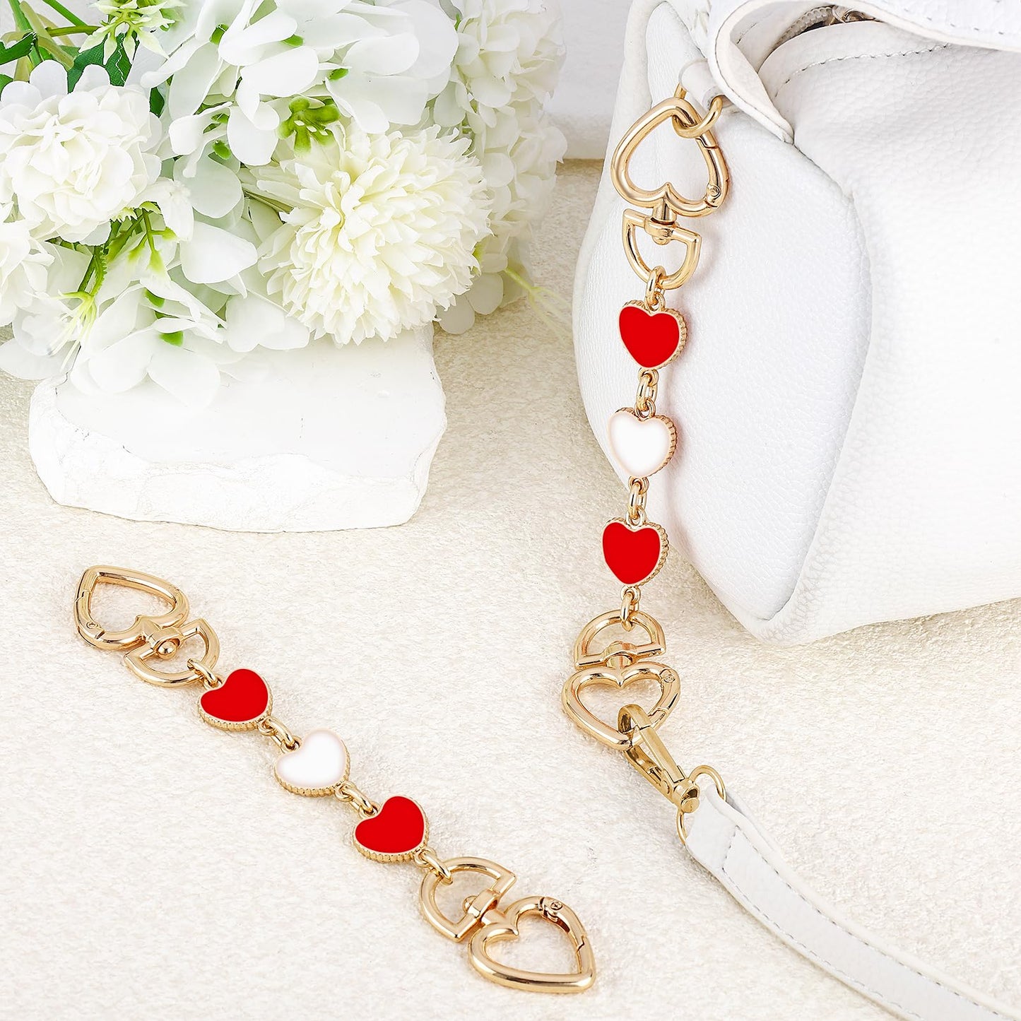 2Pcs Bag Extender Chain Heart Moon Purse Strap Extenders for Handbags Purse Extender Chain Gold Chain Purse Strap Replacement White Purse Accessories Bag Charms for Handbags Purse Making Supplies