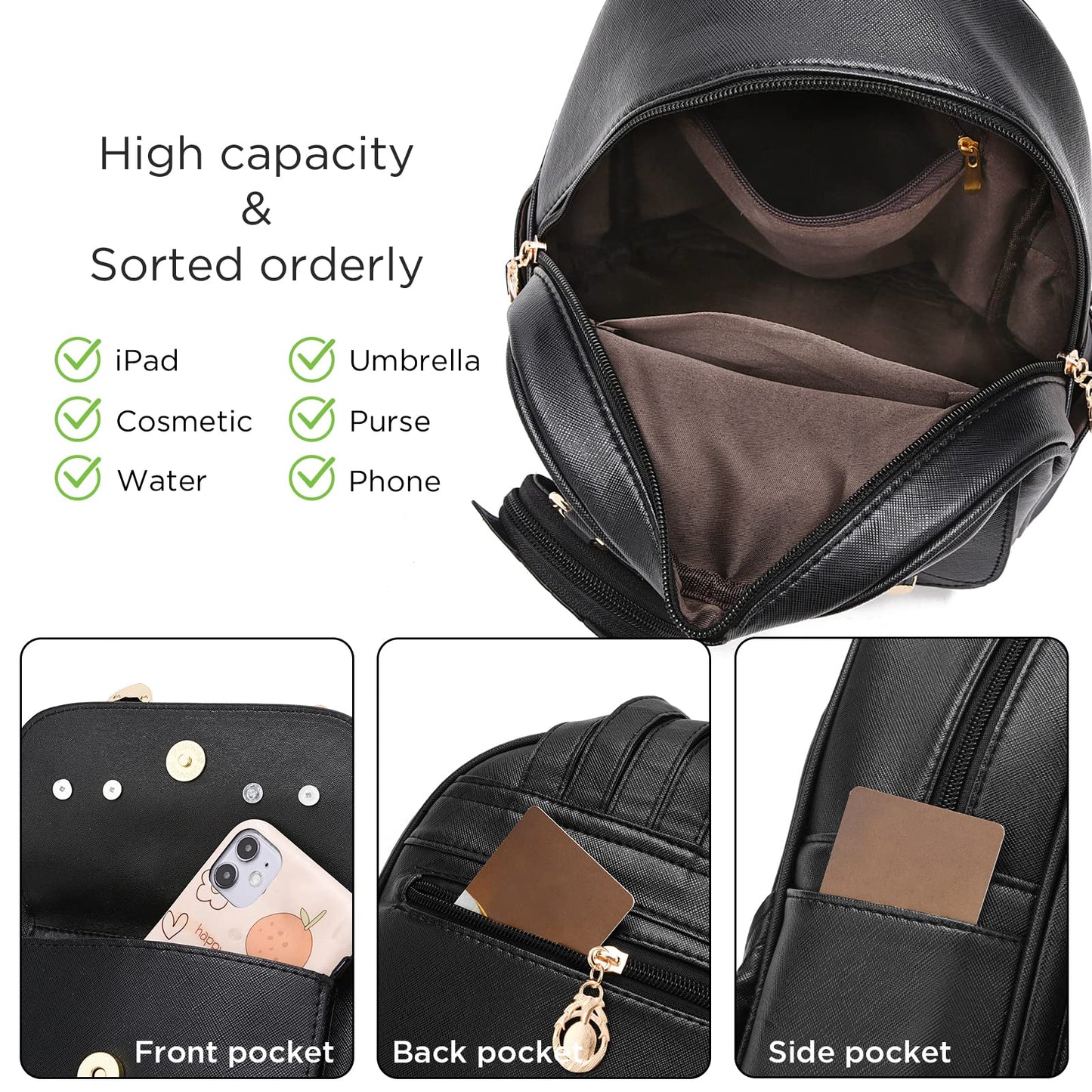 I IHAYNER Women Fashion Backpack Mini Backpack Purse for Women Satchel Bag Cute Leather Small Backpack Purse with Kitty Purse