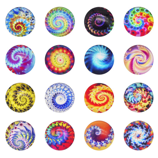 JJGQAZ 40 PCS Mixed Colors Vortex Glass Dome Cabochons Half Round Flatback, 20mm Diameter, Random Color