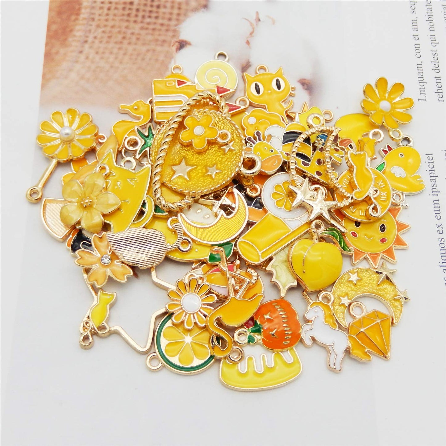 40Pcs Charms for Jewelry Making Assorted 40 Styles Gold-Plated Enamel Charms Earring Charms for DIY Necklace Bracelet Jewelry Making and Crafting