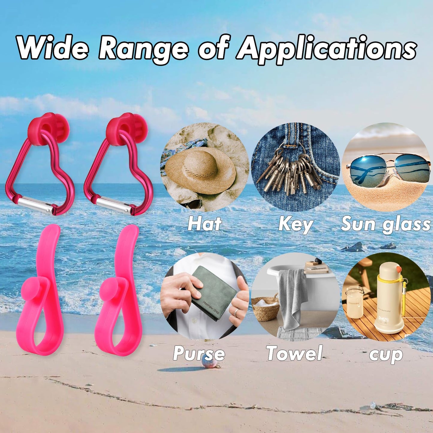 4Pcs Accessories for Bogg Bag Hooks and Clips Heart Insert Key Holder Carabiner Cute Bogg Bag Charms for Simply Southern Tote