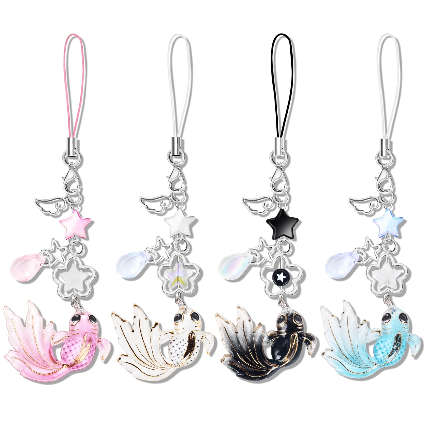 4Pcs Cute Phone Charms Y2K Pink Cell Phone Charms for Case Kawaii Car Phone Charm Kit Black Charms for Phone Blue Phone Keychain Charm Aesthetic Accessories for Phone Bag Airpods Camera Pendant