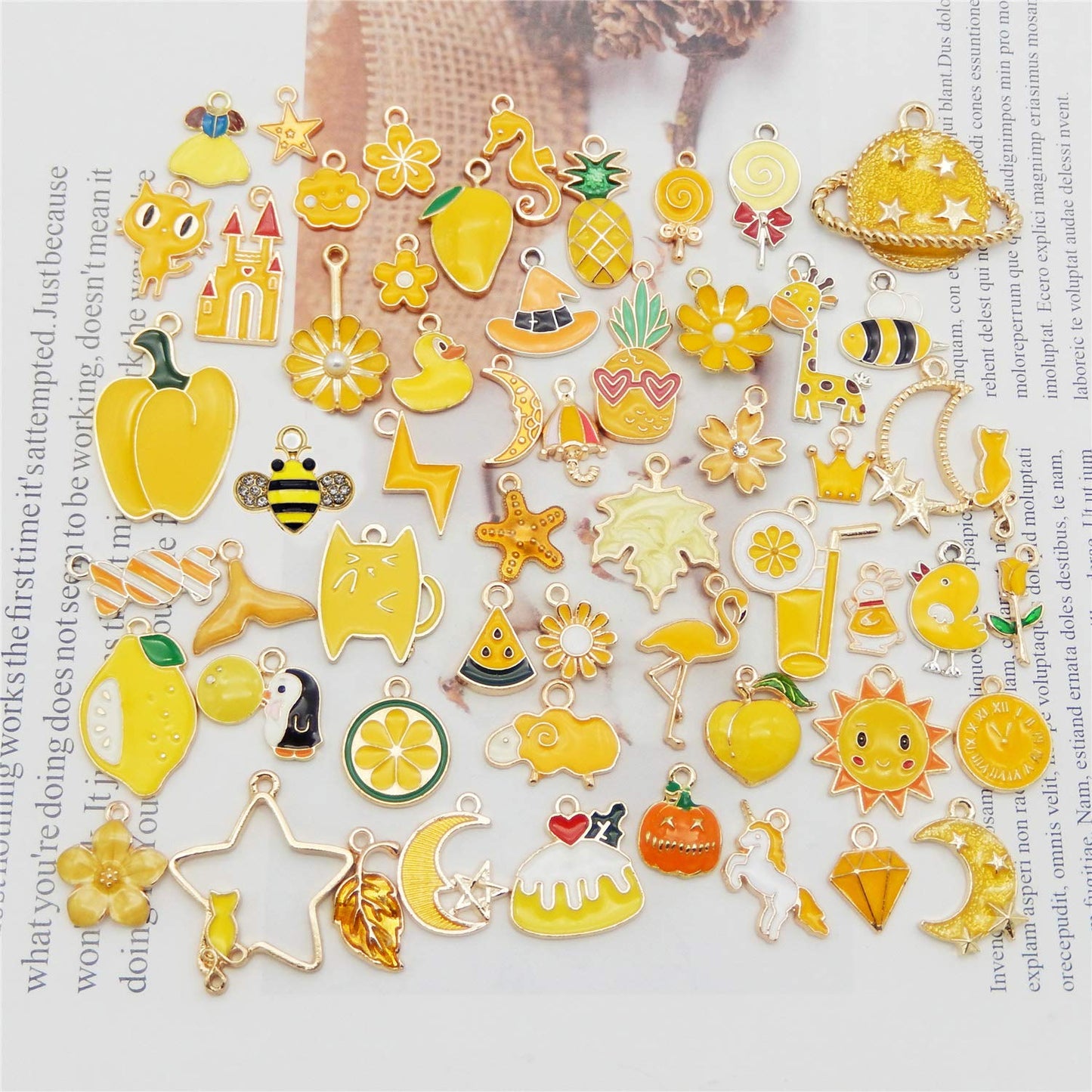 40Pcs Charms for Jewelry Making Assorted 40 Styles Gold-Plated Enamel Charms Earring Charms for DIY Necklace Bracelet Jewelry Making and Crafting