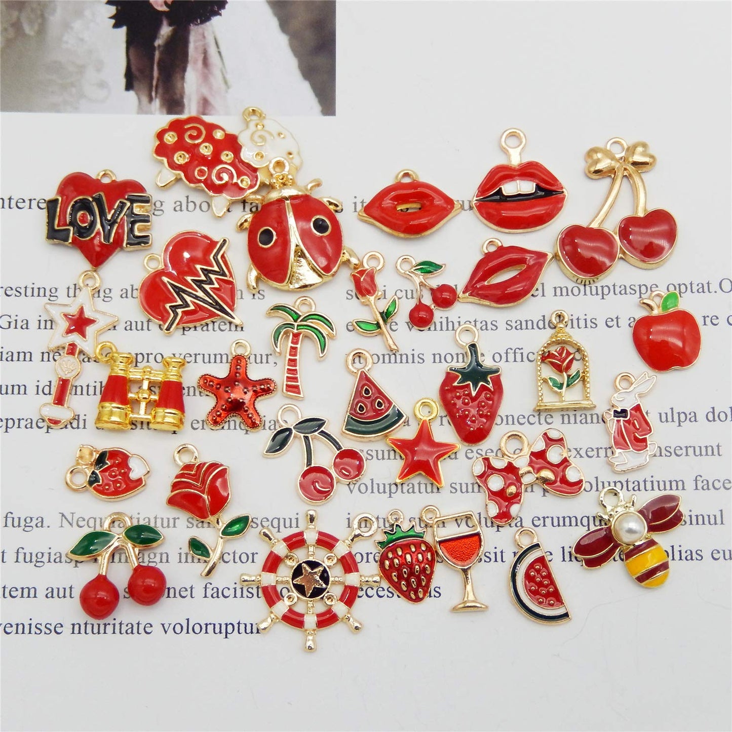 40Pcs Charms for Jewelry Making Assorted 40 Styles Gold-Plated Enamel Charms Earring Charms for DIY Necklace Bracelet Jewelry Making and Crafting