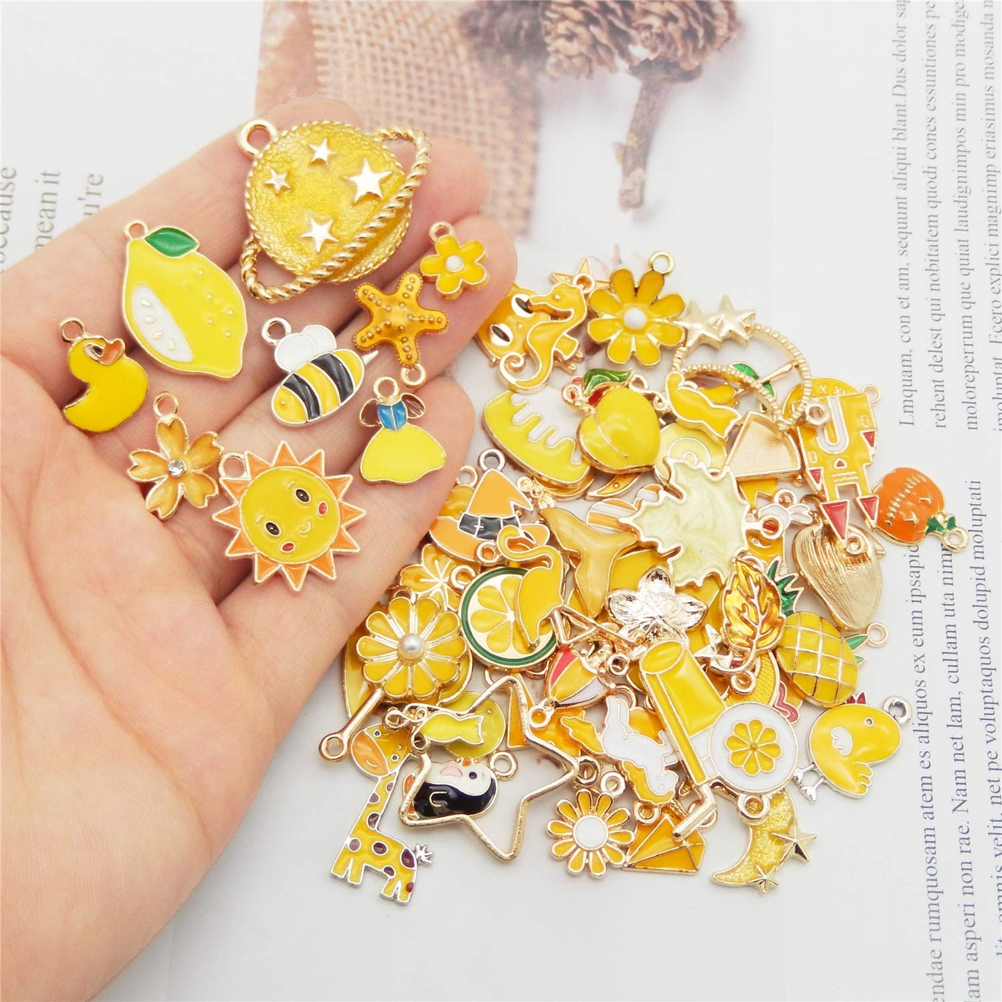 40Pcs Charms for Jewelry Making Assorted 40 Styles Gold-Plated Enamel Charms Earring Charms for DIY Necklace Bracelet Jewelry Making and Crafting