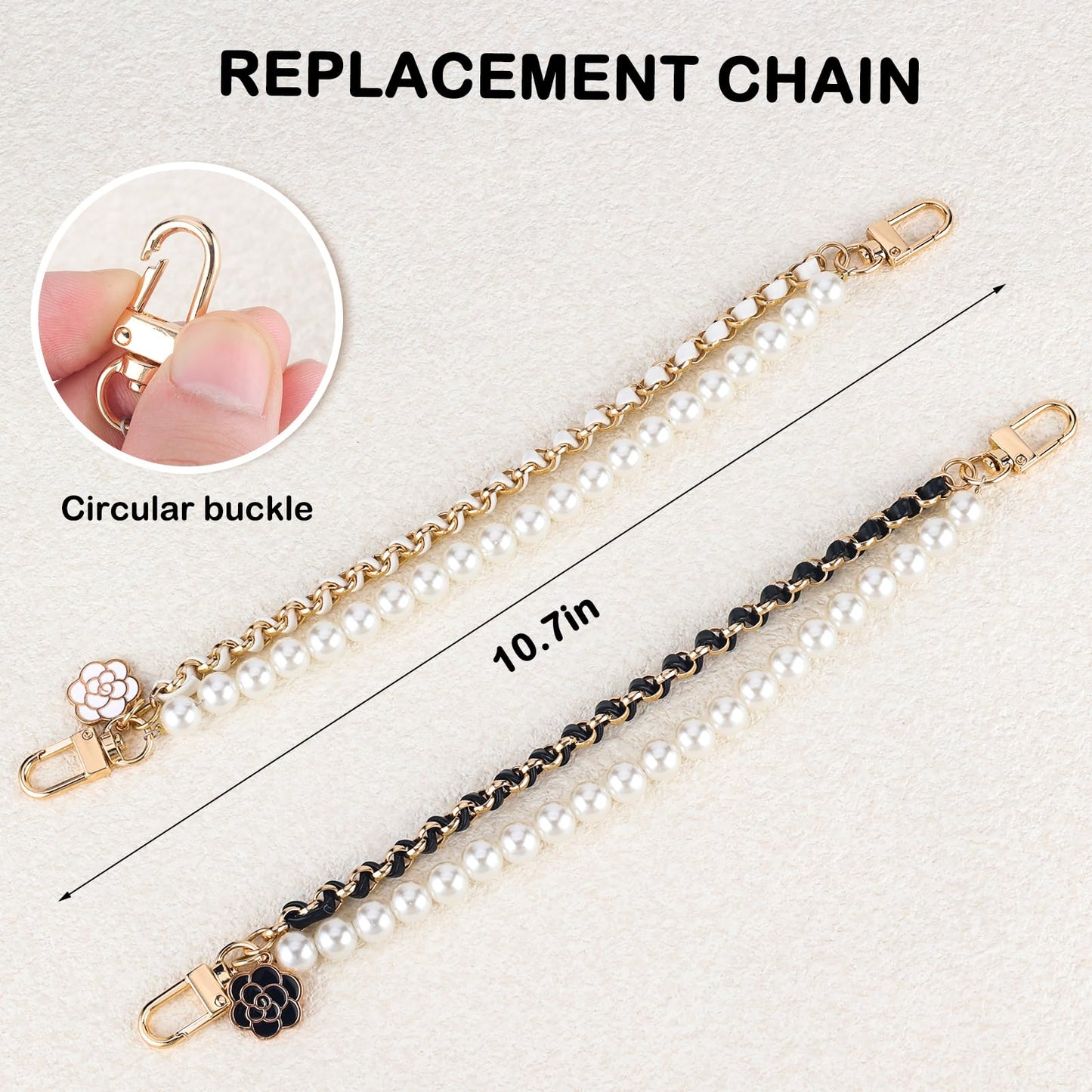 2Pcs Bag Extender Chain Metal Pearl Double Purse Strap Extenders for Handbags Crossbody Bag Gold Purse Extender Chain Purse Strap Replacement Black White Purse Accessories Bag Charms Mobile Phone Case