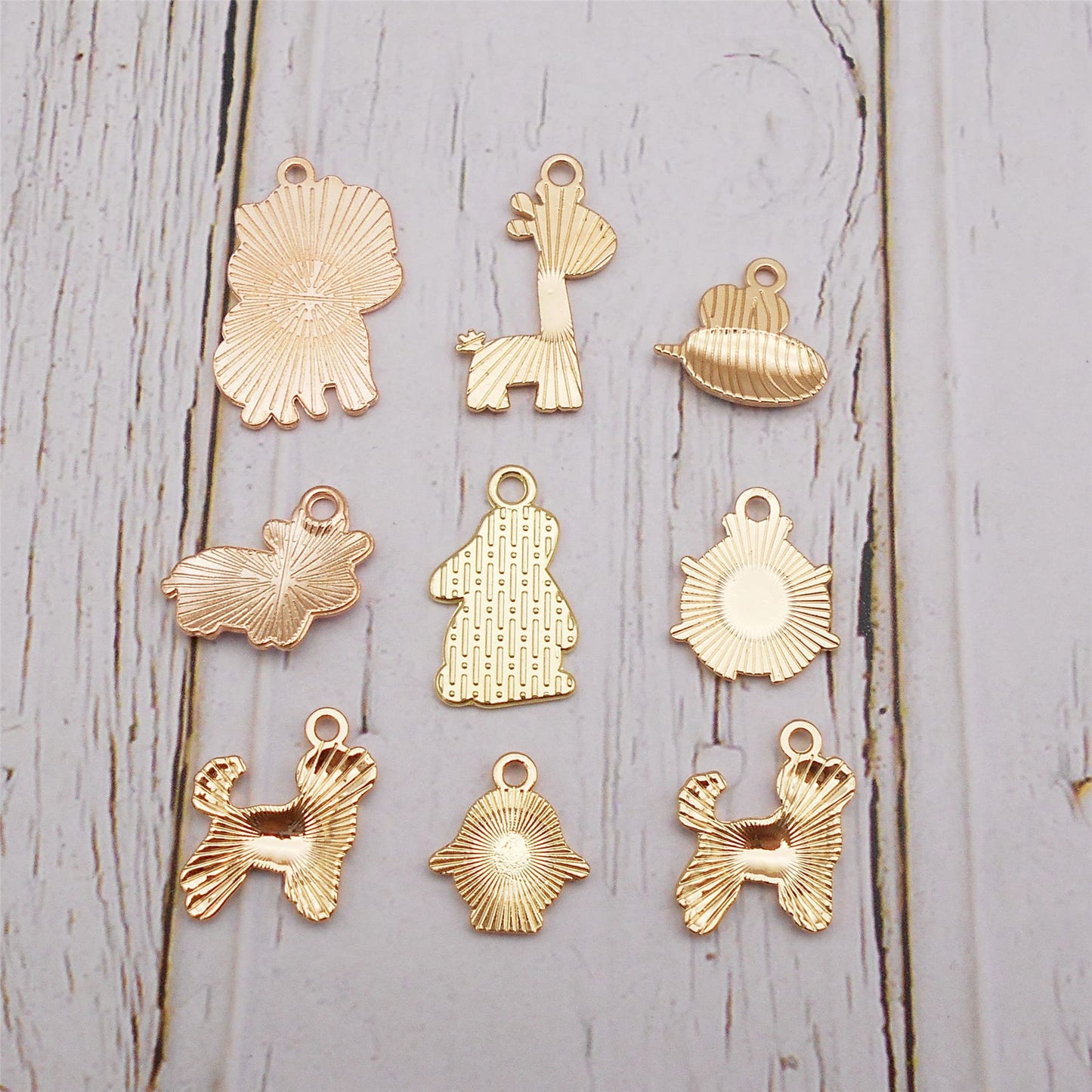 JJG 18pcs(9PAIRS) Assorted Gold Plated Enamel Dog Penguin Giraffe Dainty Dangle Cute Animals Charms for Jewelry Making Necklace Bracelet