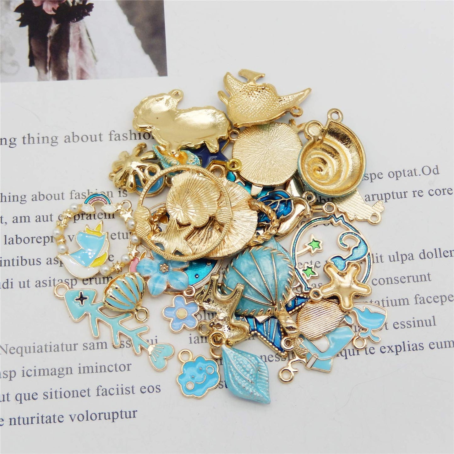 40Pcs Charms for Jewelry Making Assorted 40 Styles Gold-Plated Enamel Charms Earring Charms for DIY Necklace Bracelet Jewelry Making and Crafting