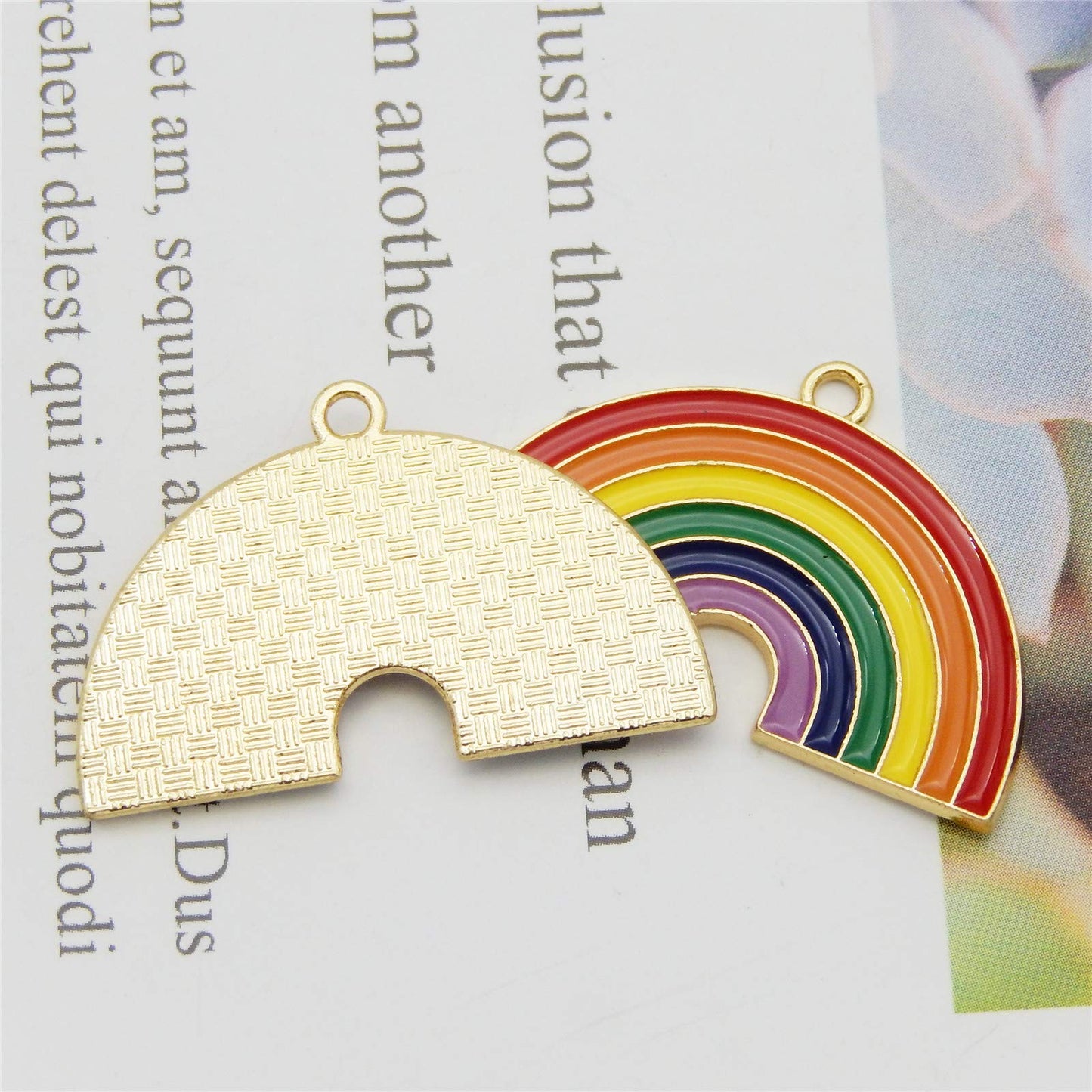 40 pcs Gold Plated Rainbow Clouds Enamel Dainty Dangle Rainbow Pendants Charms for Jewelry Making Necklace Bracelet