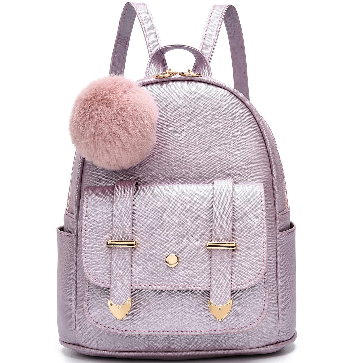 I IHAYNER Sac à dos tendance pour filles Mini sac à dos pour femmes Sacs à main pour adolescentes Sac à dos à pompon en cuir PU Sac à bandoulière