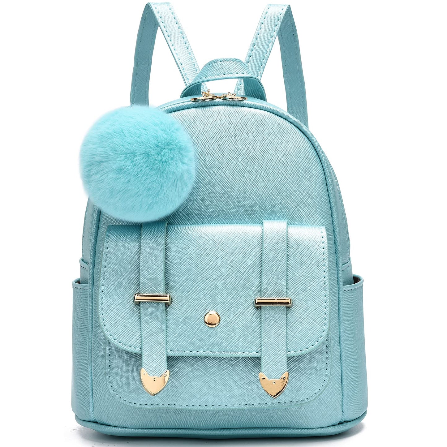 I IHAYNER Sac à dos tendance pour filles Mini sac à dos pour femmes Sacs à main pour adolescentes Sac à dos à pompon en cuir PU Sac à bandoulière