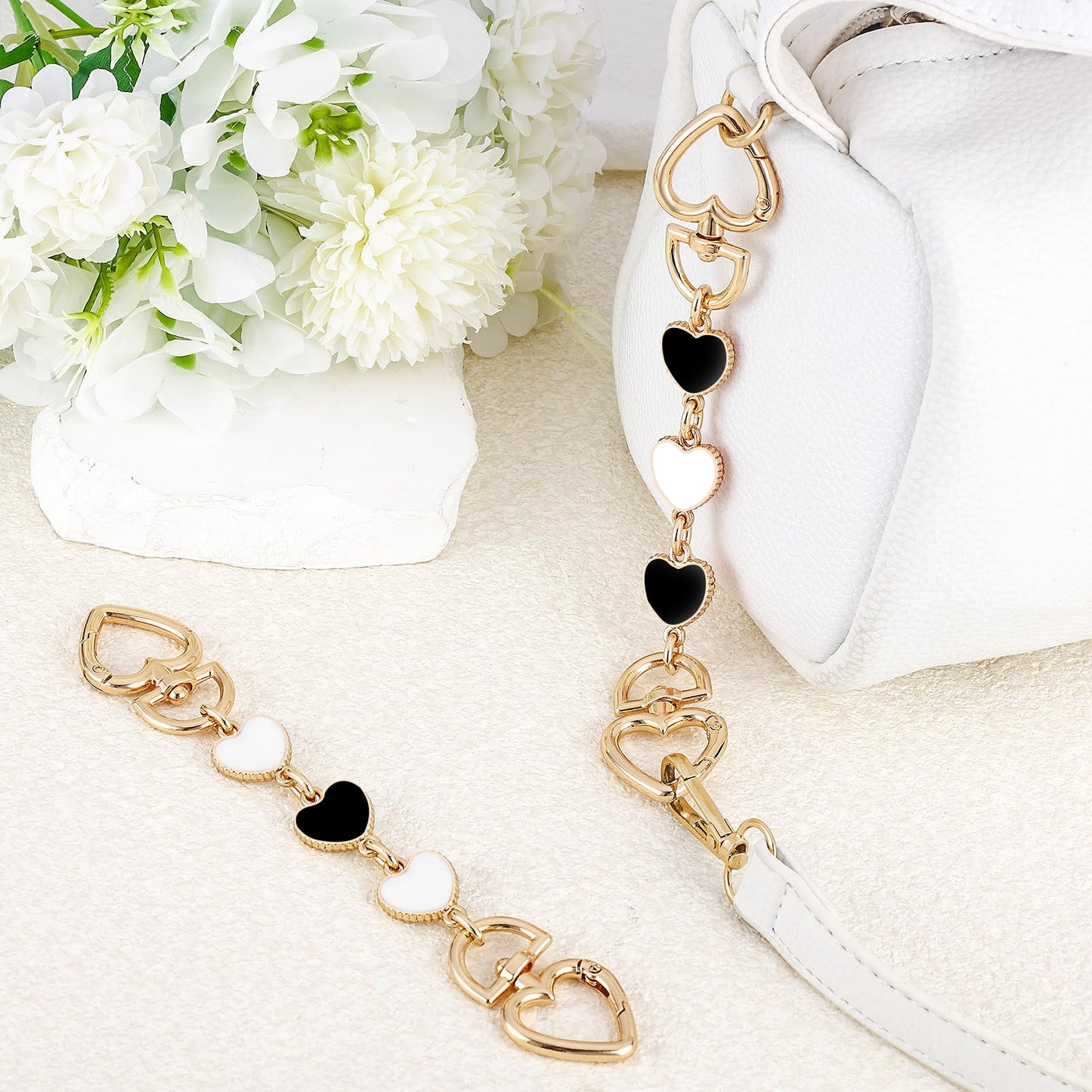 2Pcs Bag Extender Chain Heart Moon Purse Strap Extenders for Handbags Purse Extender Chain Gold Chain Purse Strap Replacement White Purse Accessories Bag Charms for Handbags Purse Making Supplies