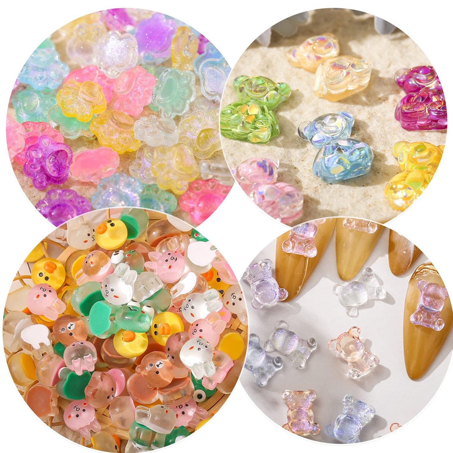 120Pcs Kawaii Slime Charms 3D Cute Mini Flatback Nail Gummy Bear Beads Bulk Resin Jewelry Making Candy Embellishments Supplies for Cell Phone Scrapbooking DIY Crafts