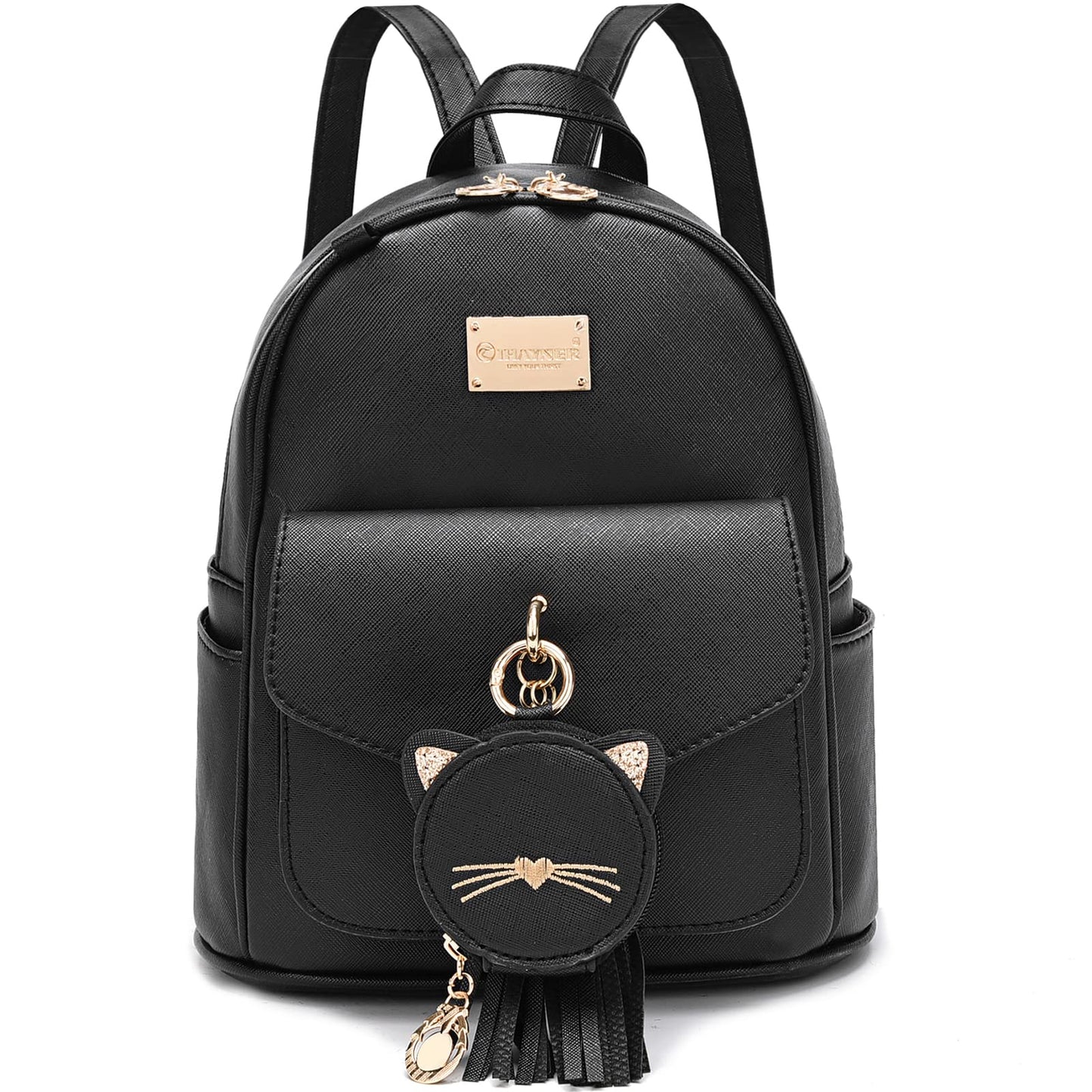 I IHAYNER Mini sac à dos pour filles Petit sac à dos pour adolescentes Femmes Mini sac à dos en cuir Sac à dos pour enfants avec sac à main Chaton 