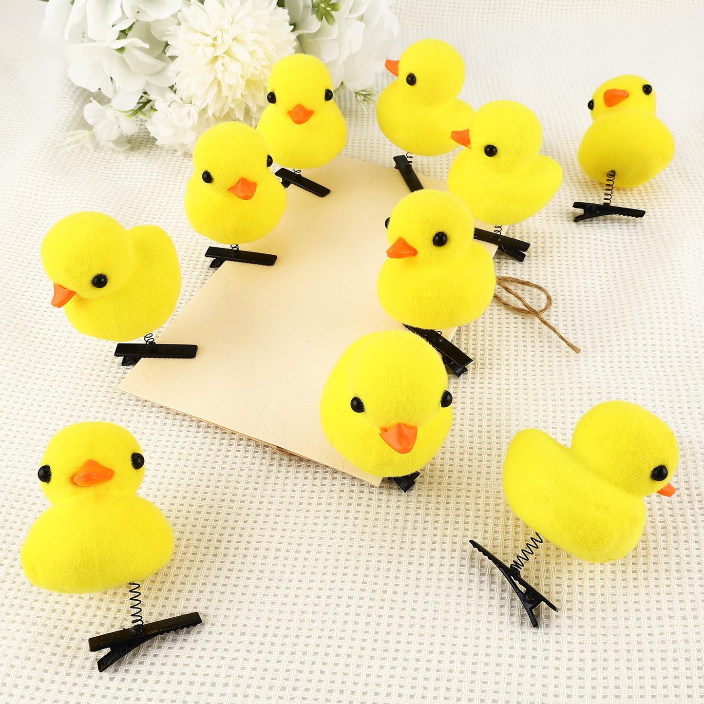 10pcs Yellow Duck Bow Hair Clips for Women Girls Toddler Pet Fun Mini Hairpins Set for Thin Thick Long Short Hair Barrettes Natural Metal Kawaii Kids Hair Accessories for School Home Party