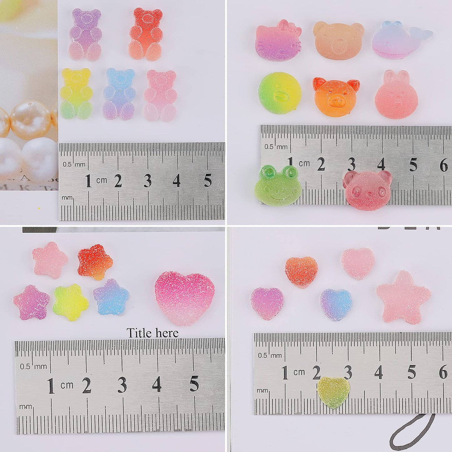 120Pcs Kawaii Slime Charms 3D Cute Mini Flatback Nail Gummy Bear Beads Bulk Resin Jewelry Making Candy Embellishments Supplies for Cell Phone Scrapbooking DIY Crafts