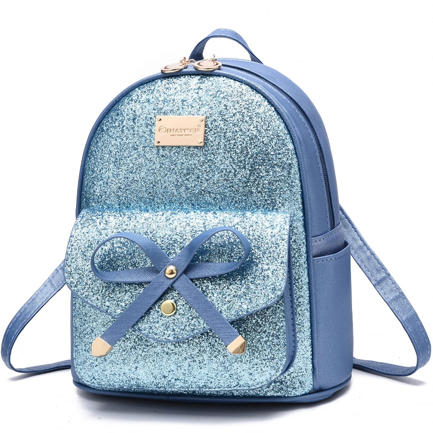 I IHAYNER Women Cute Glitter Sequin Mini Backpack for Women Small Bowknot Leather Purse Fashion Backpack Purse for Women