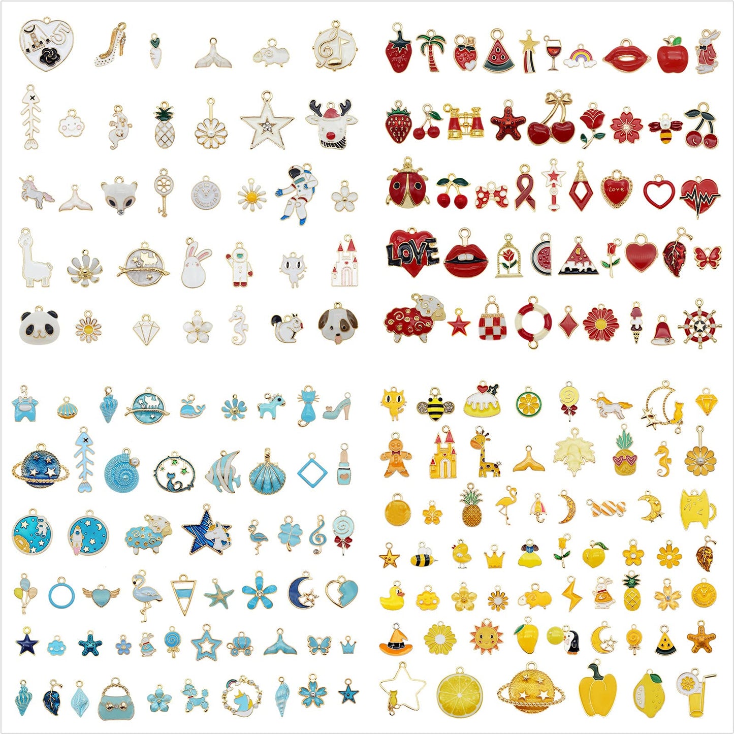 40Pcs Charms for Jewelry Making Assorted 40 Styles Gold-Plated Enamel Charms Earring Charms for DIY Necklace Bracelet Jewelry Making and Crafting