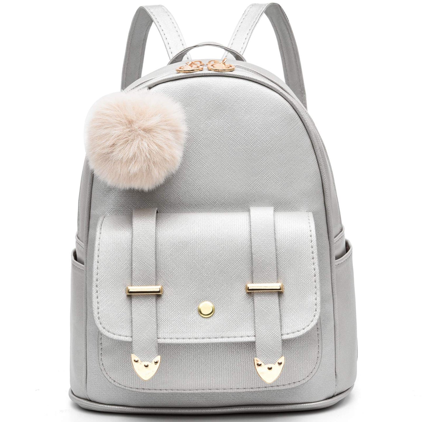 I IHAYNER Sac à dos tendance pour filles Mini sac à dos pour femmes Sacs à main pour adolescentes Sac à dos à pompon en cuir PU Sac à bandoulière