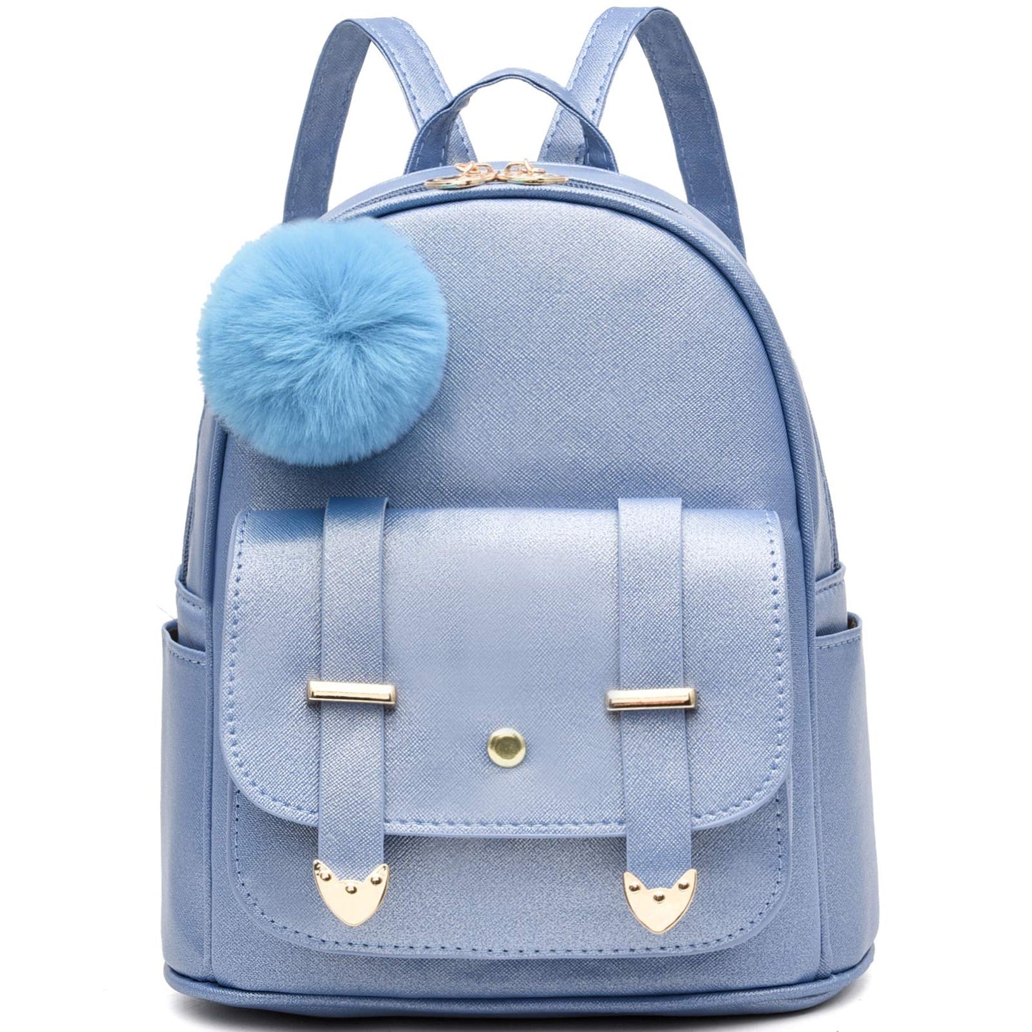 I IHAYNER Sac à dos tendance pour filles Mini sac à dos pour femmes Sacs à main pour adolescentes Sac à dos à pompon en cuir PU Sac à bandoulière