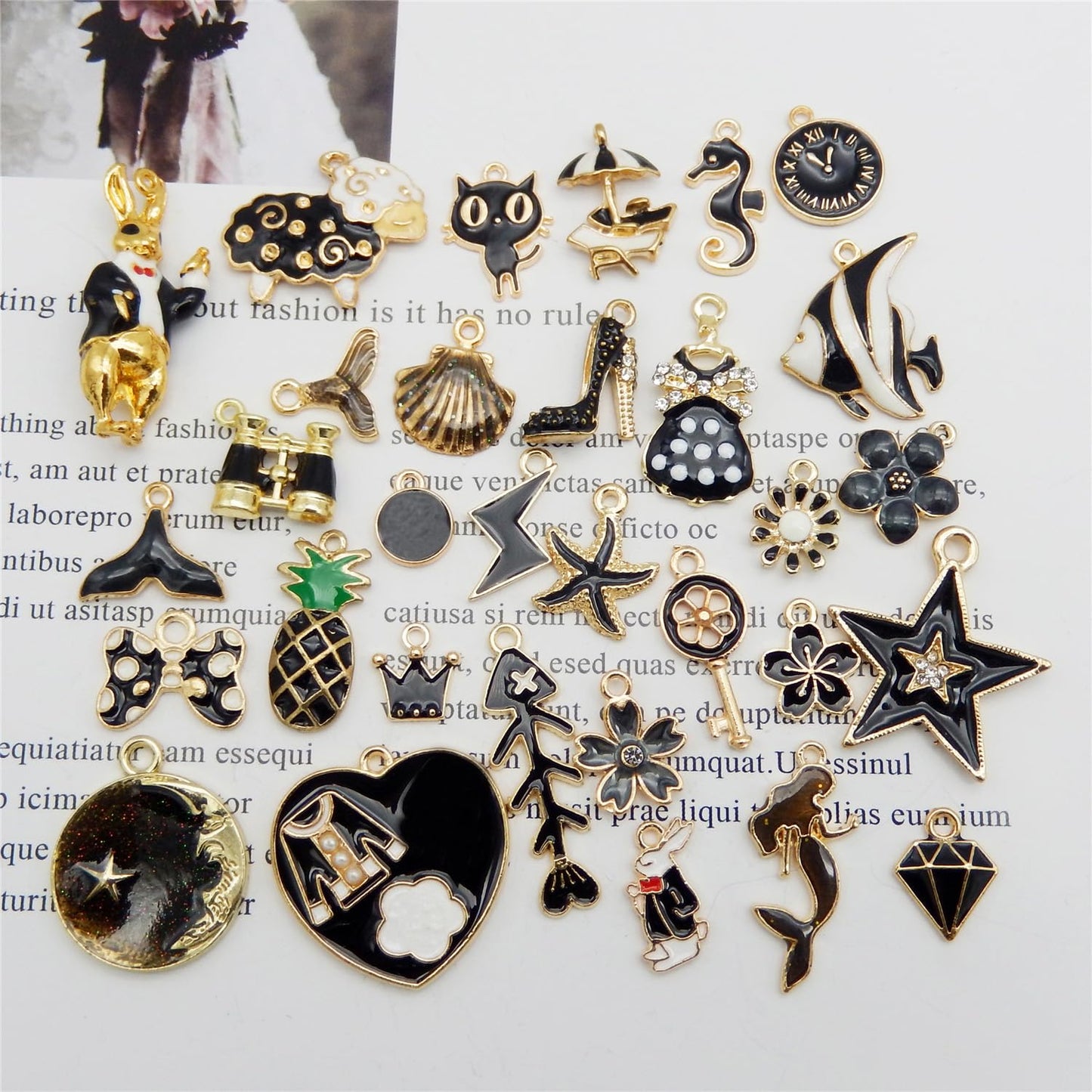 40Pcs Charms for Jewelry Making Assorted 40 Styles Gold-Plated Enamel Charms Earring Charms for DIY Necklace Bracelet Jewelry Making and Crafting