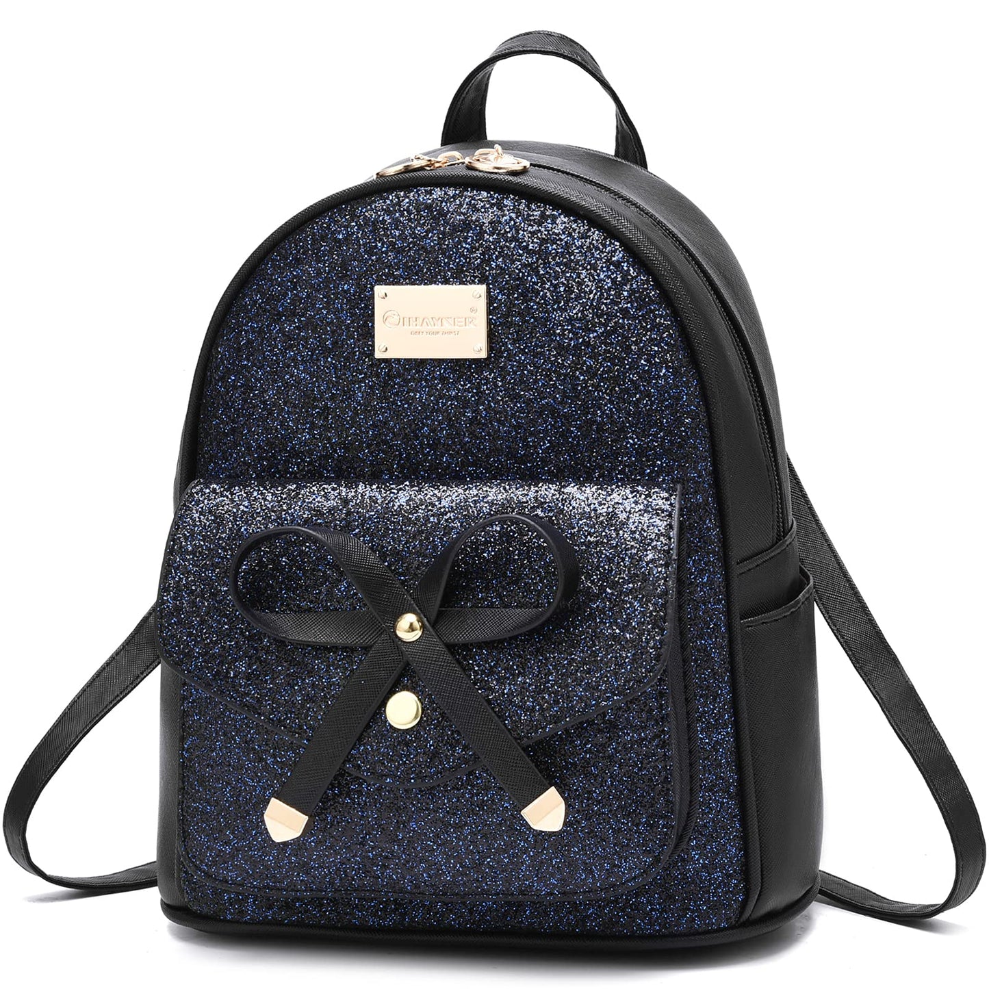 I IHAYNER Women Cute Glitter Sequin Mini Backpack for Women Small Bowknot Leather Purse Fashion Backpack Purse for Women