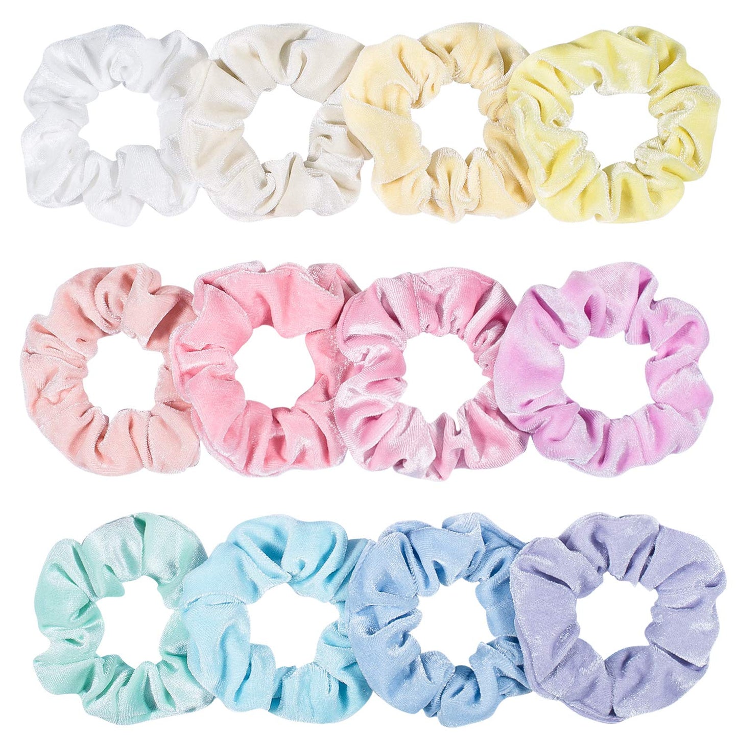 Whaline Pastel Hair Scrunchies Elastic Scrunchy Bobbles Velvet Hair Bands Boho Soft Hair Ties Hair Accessories for Girls Women (12 Colors)