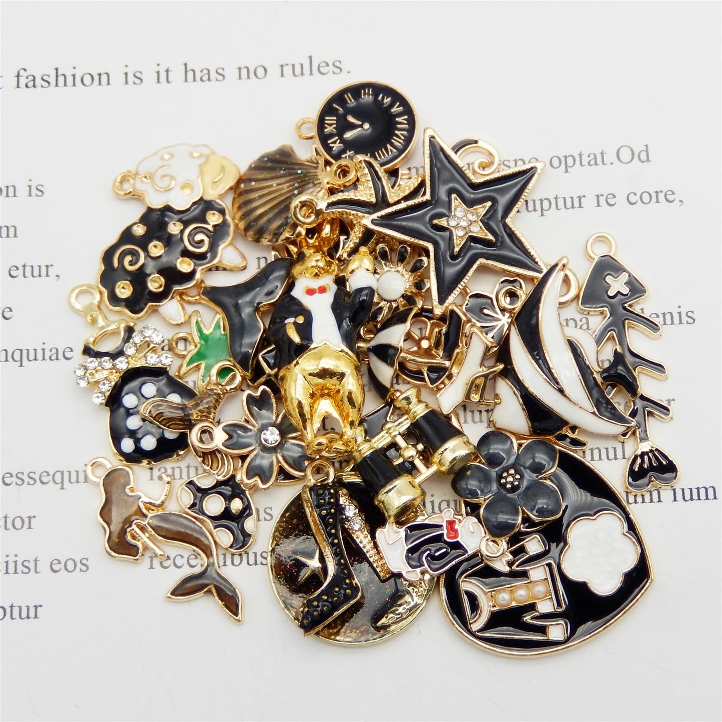 40Pcs Charms for Jewelry Making Assorted 40 Styles Gold-Plated Enamel Charms Earring Charms for DIY Necklace Bracelet Jewelry Making and Crafting