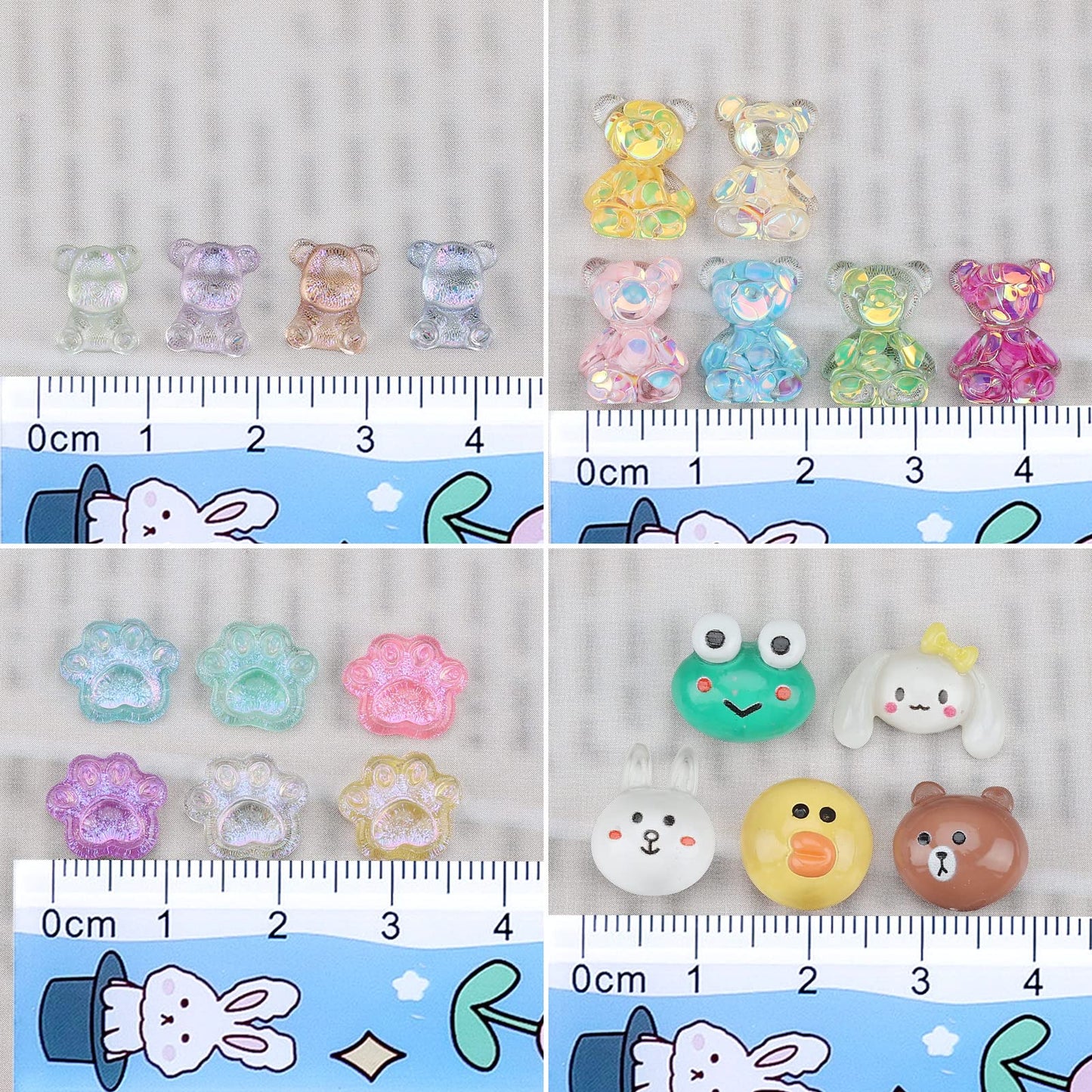 120Pcs Kawaii Slime Charms 3D Cute Mini Flatback Nail Gummy Bear Beads Bulk Resin Jewelry Making Candy Embellishments Supplies for Cell Phone Scrapbooking DIY Crafts