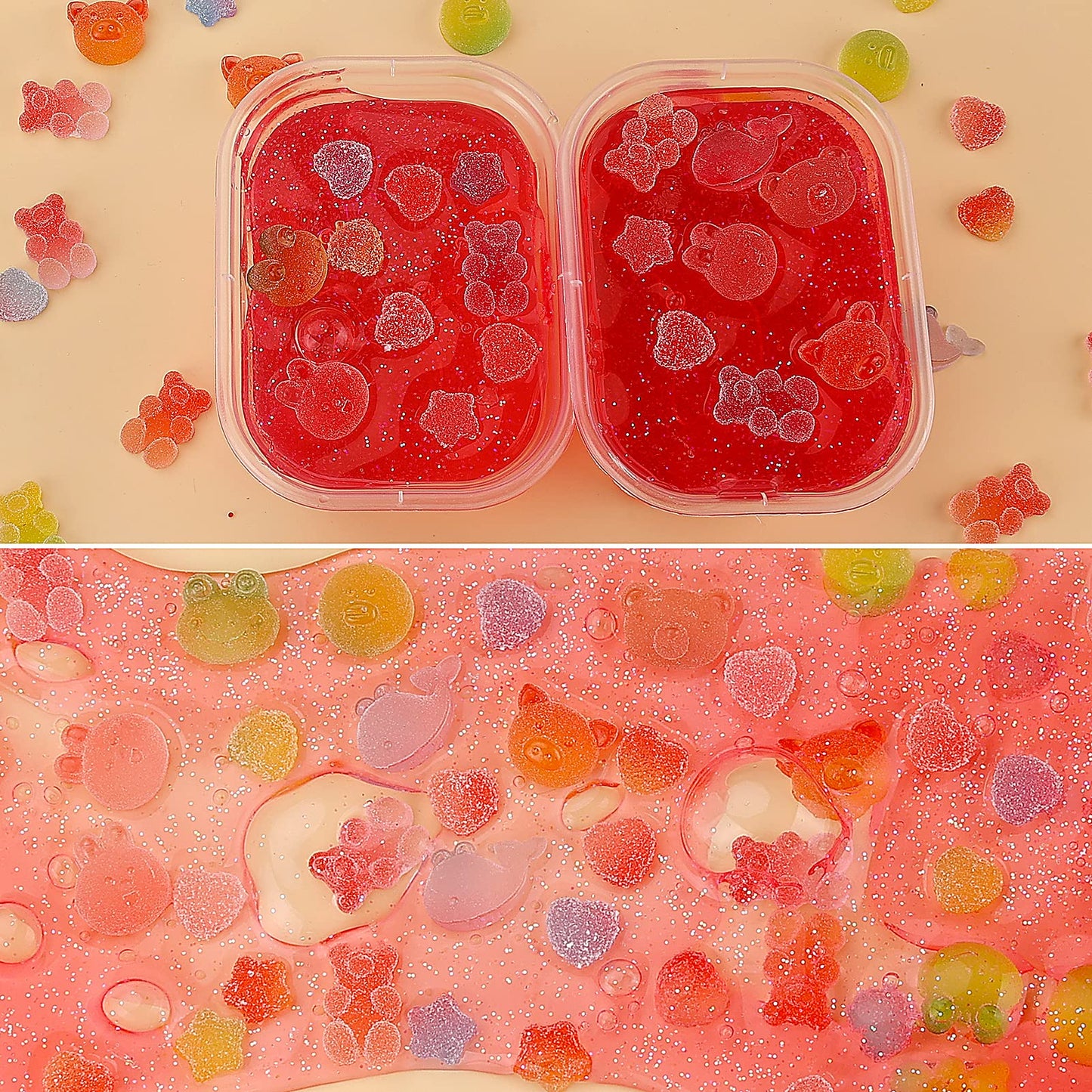 120Pcs Kawaii Slime Charms 3D Cute Mini Flatback Nail Gummy Bear Beads Bulk Resin Jewelry Making Candy Embellishments Supplies for Cell Phone Scrapbooking DIY Crafts