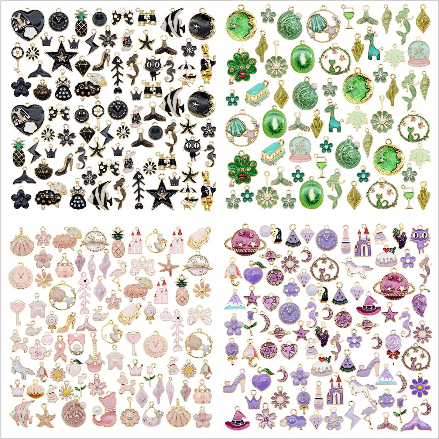 40Pcs Charms for Jewelry Making Assorted 40 Styles Gold-Plated Enamel Charms Earring Charms for DIY Necklace Bracelet Jewelry Making and Crafting