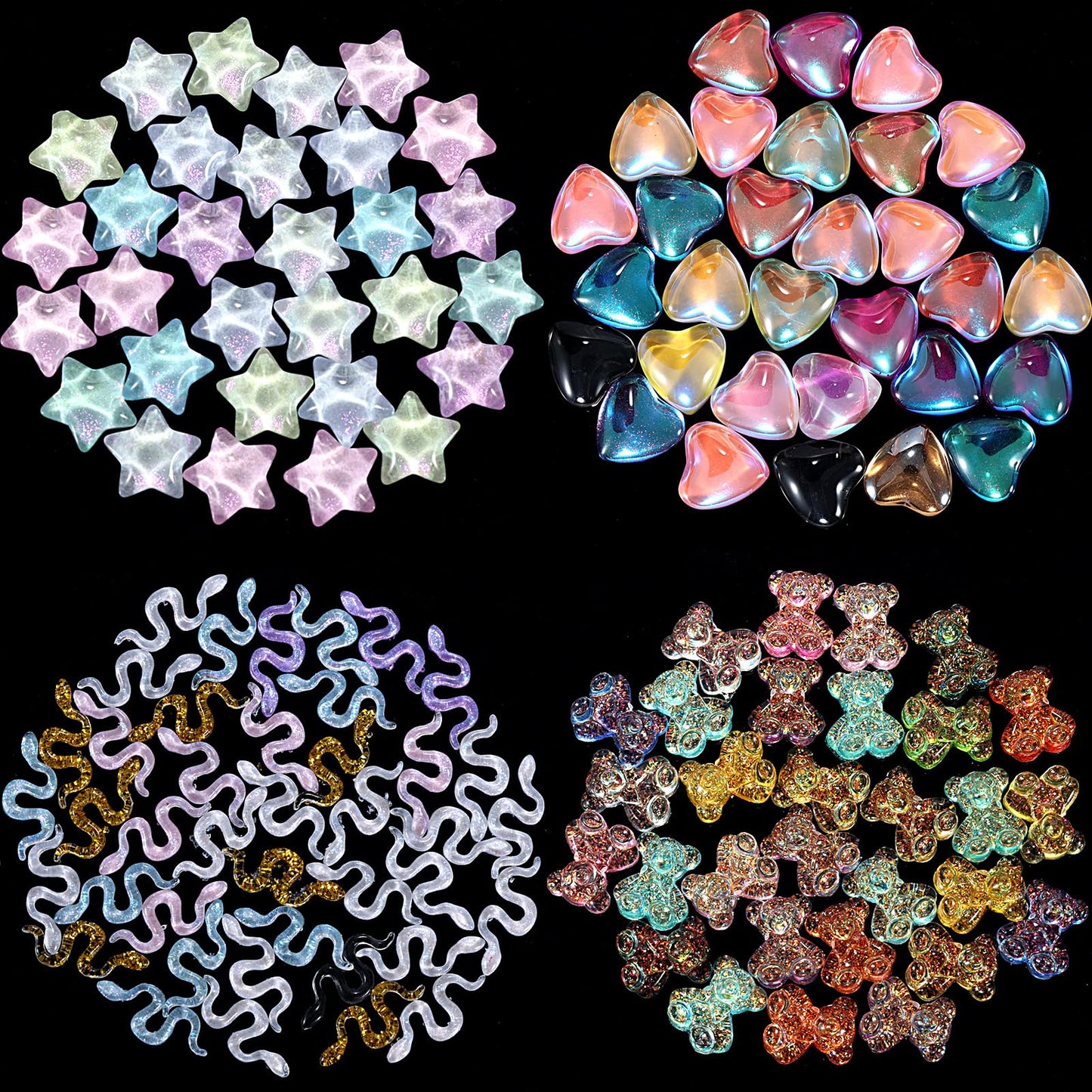 120Pcs Kawaii Slime Charms 3D Cute Mini Flatback Nail Gummy Bear Beads Bulk Resin Jewelry Making Candy Embellishments Supplies for Cell Phone Scrapbooking DIY Crafts